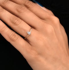 Tiny Pear Cut SI/H Certified Diamond Solitaire Ring 18 Karat Rose Gold