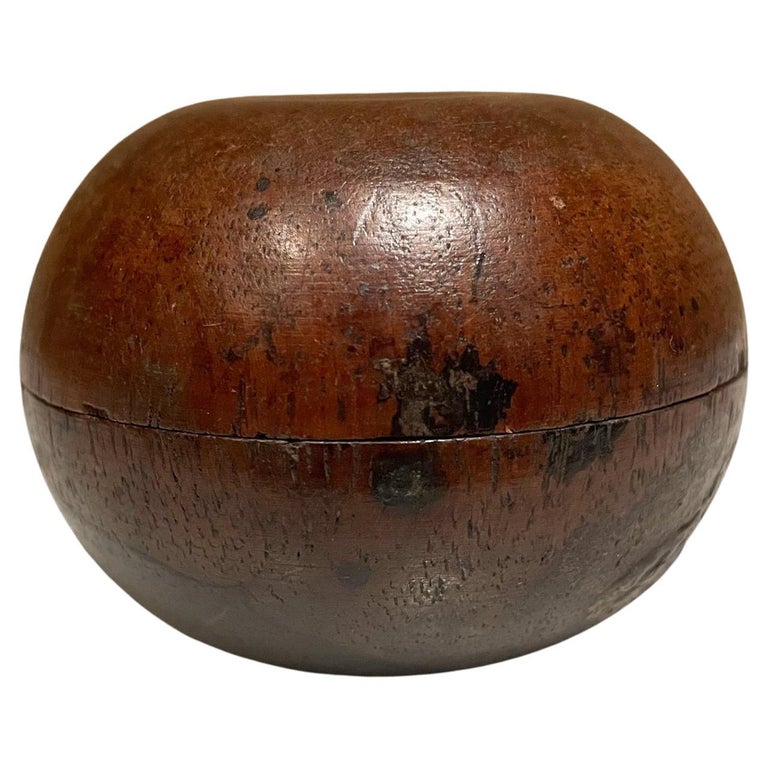 Tiny Round Wood Box Secret Stash Keepsake Container with Lid 1970s For