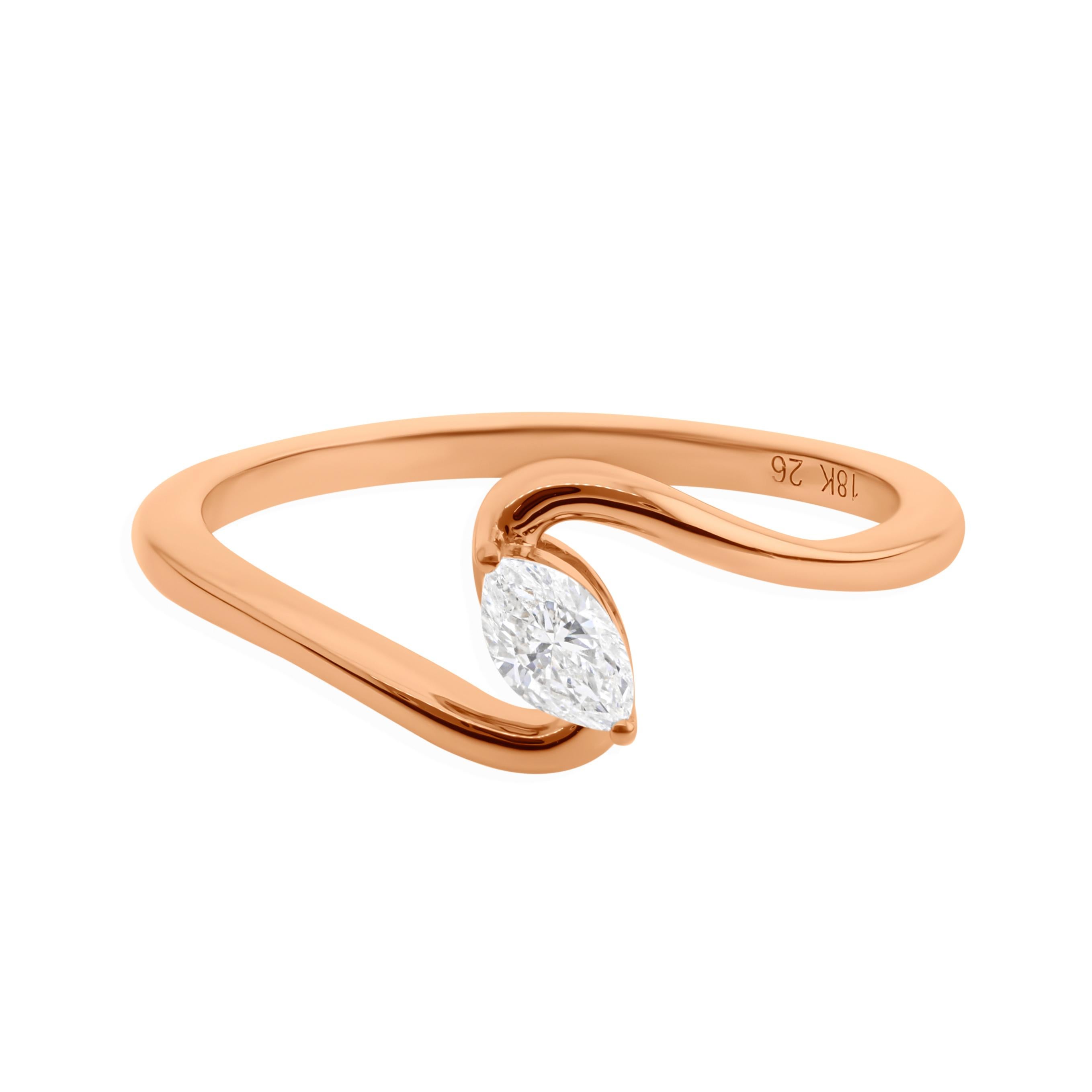 En vente :  Tiny Si/HI Natural Diamond Everyday Ring for Her 18k Solid Rose Gold (bague de tous les jours pour elle) 4