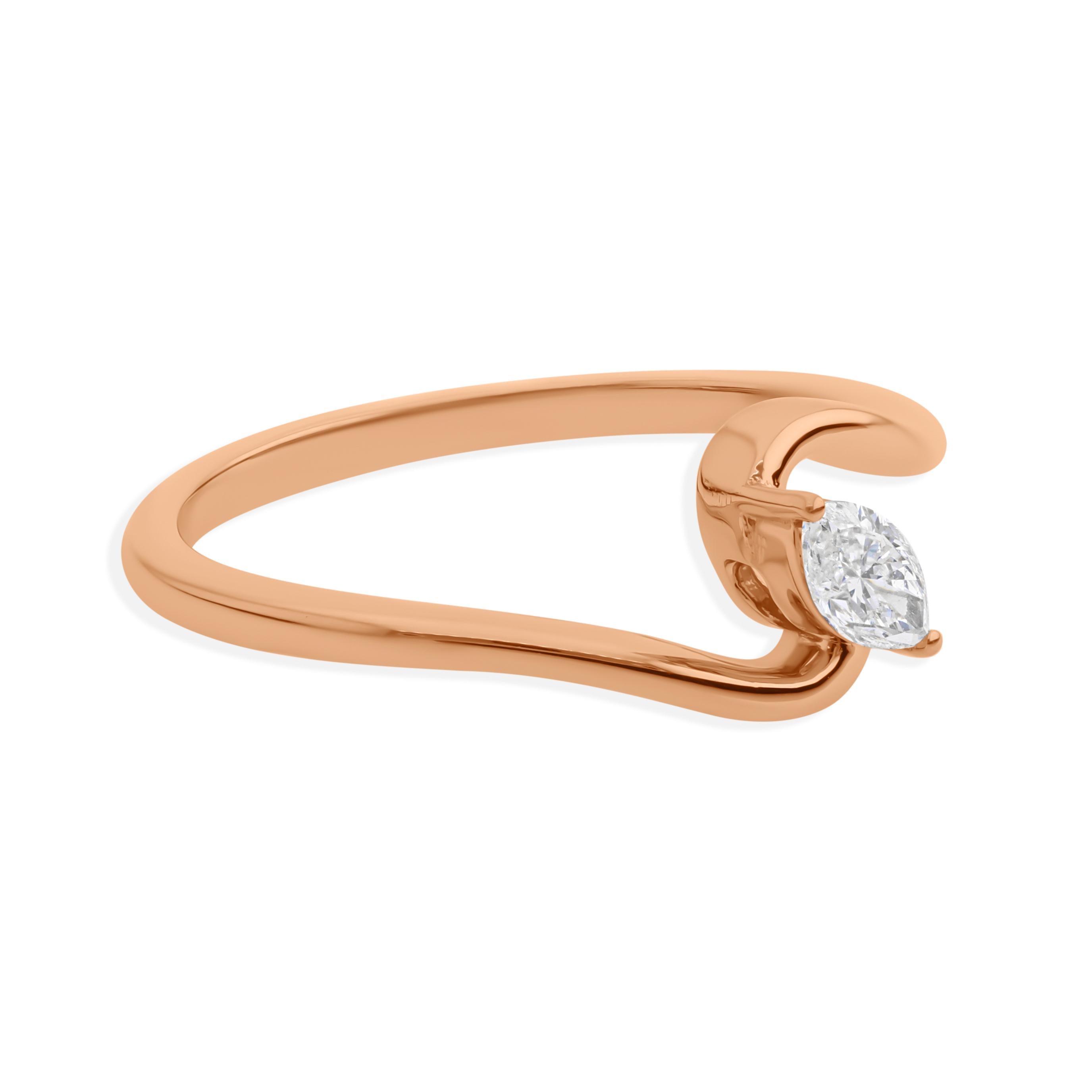 En vente :  Tiny Si/HI Natural Diamond Everyday Ring for Her 18k Solid Rose Gold (bague de tous les jours pour elle) 5