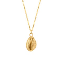 Tiny Solid Gold Cowrie Seashore Necklace