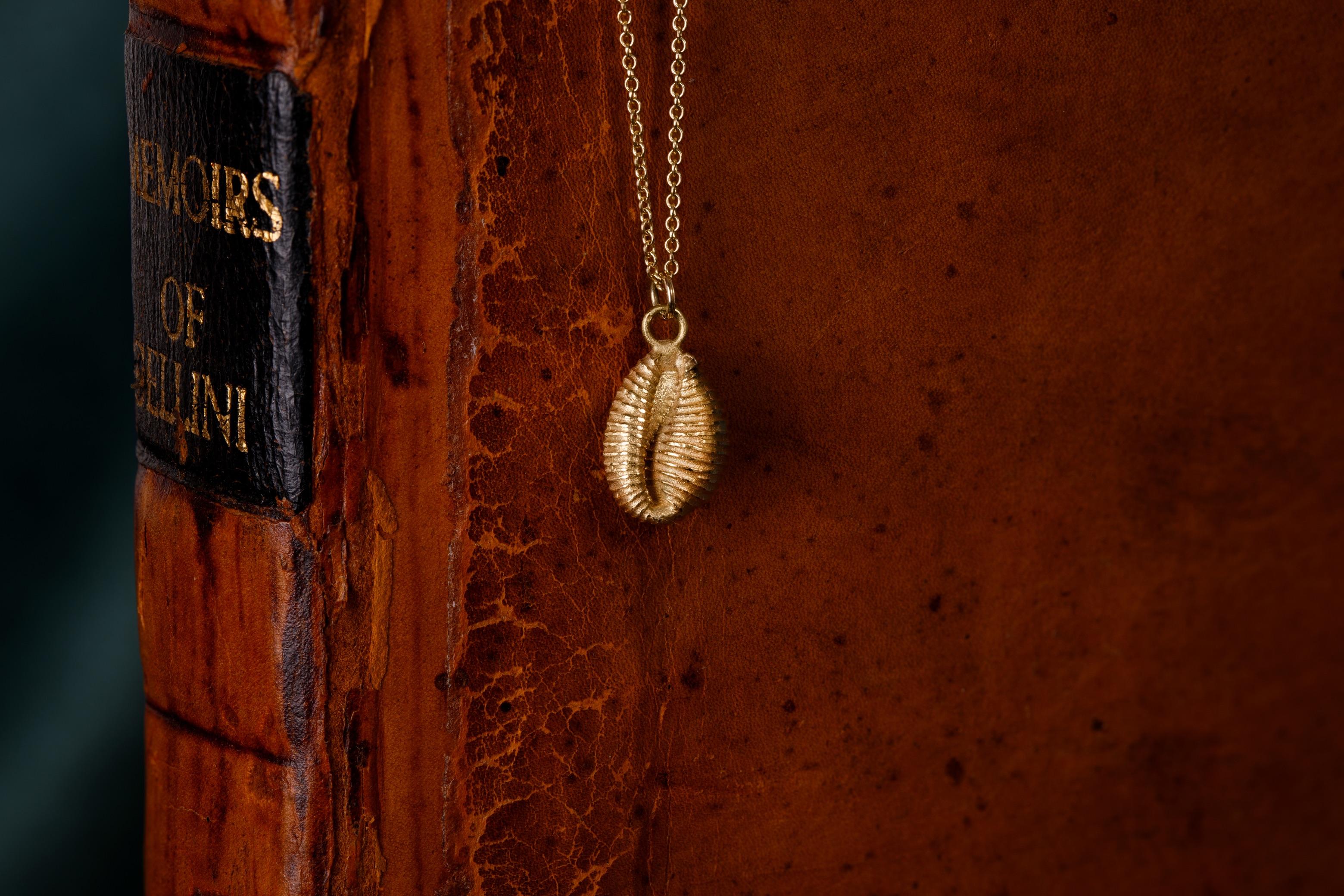 Winzige Kaurimuschel-Halskette aus massivem Gold am Meeresufer im Zustand „Neu“ im Angebot in Torquay, GB