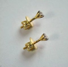 Tiny Solitaire Studs 14k Gold Small Diamond Screwback Earrings