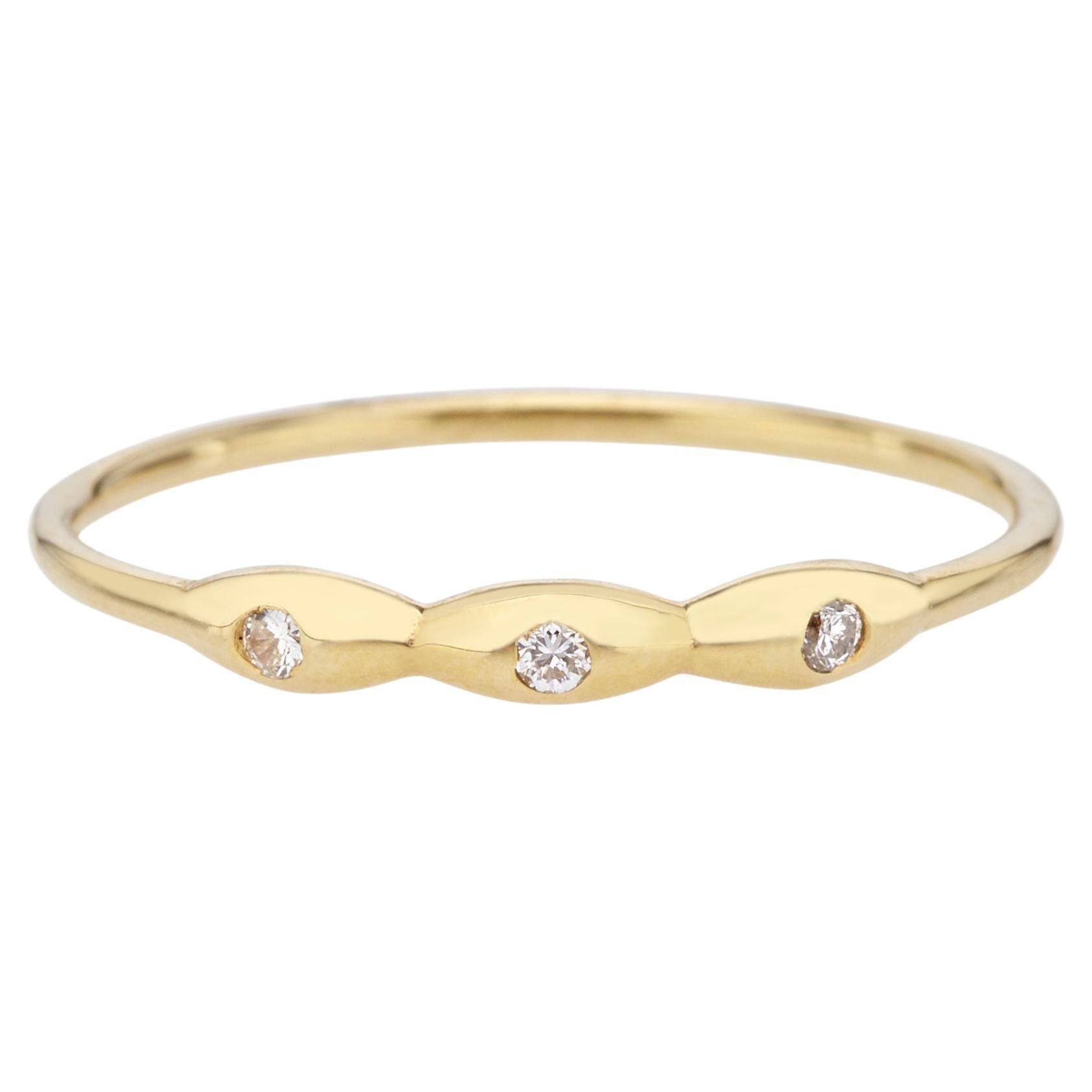 Customizable Tiny Stackable Organic Form Ring in 14kt Yellow Gold Set