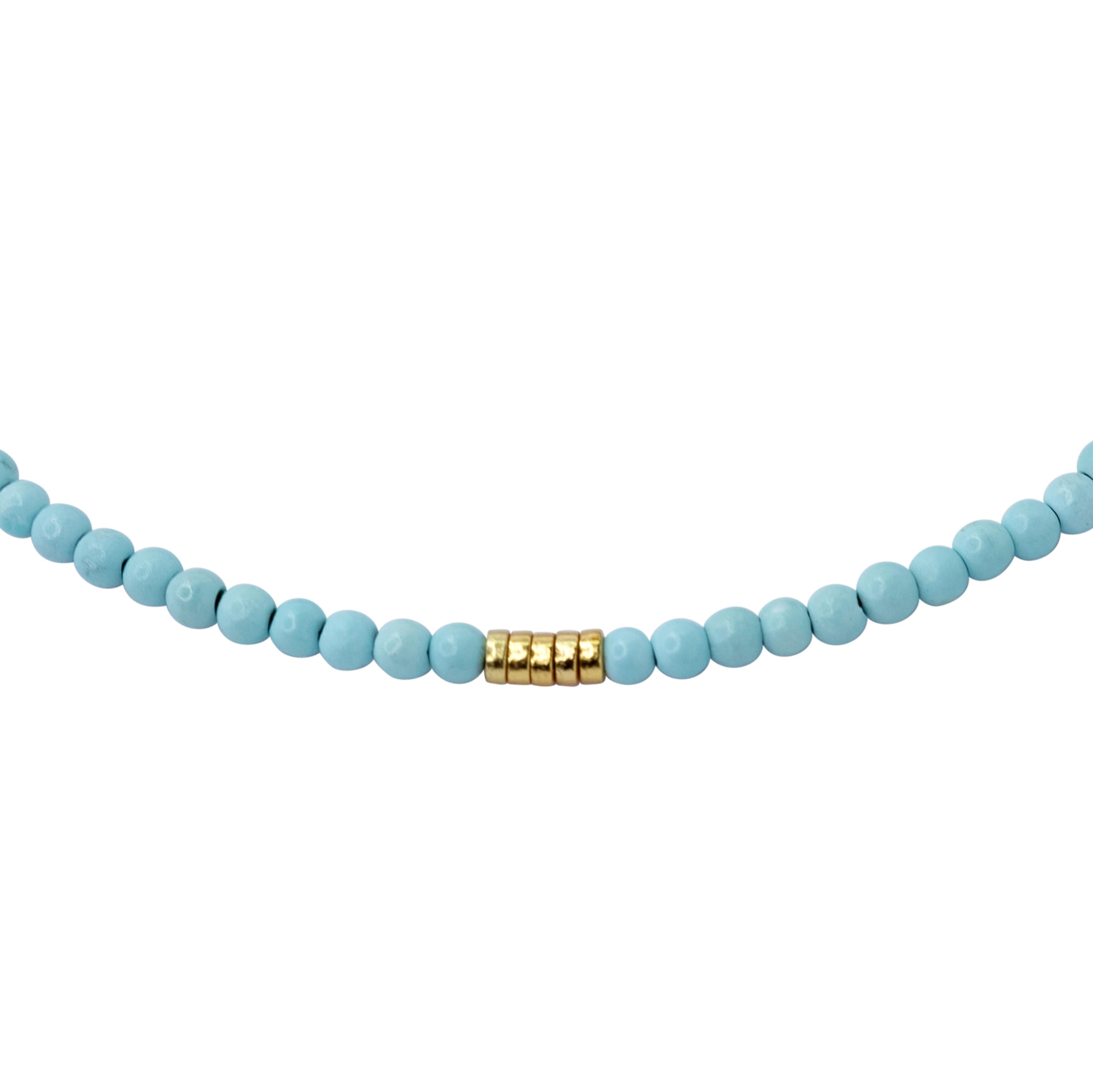 Artisan Tiny Turquoise Bracelet 14K Gold - by Bombyx House For Sale