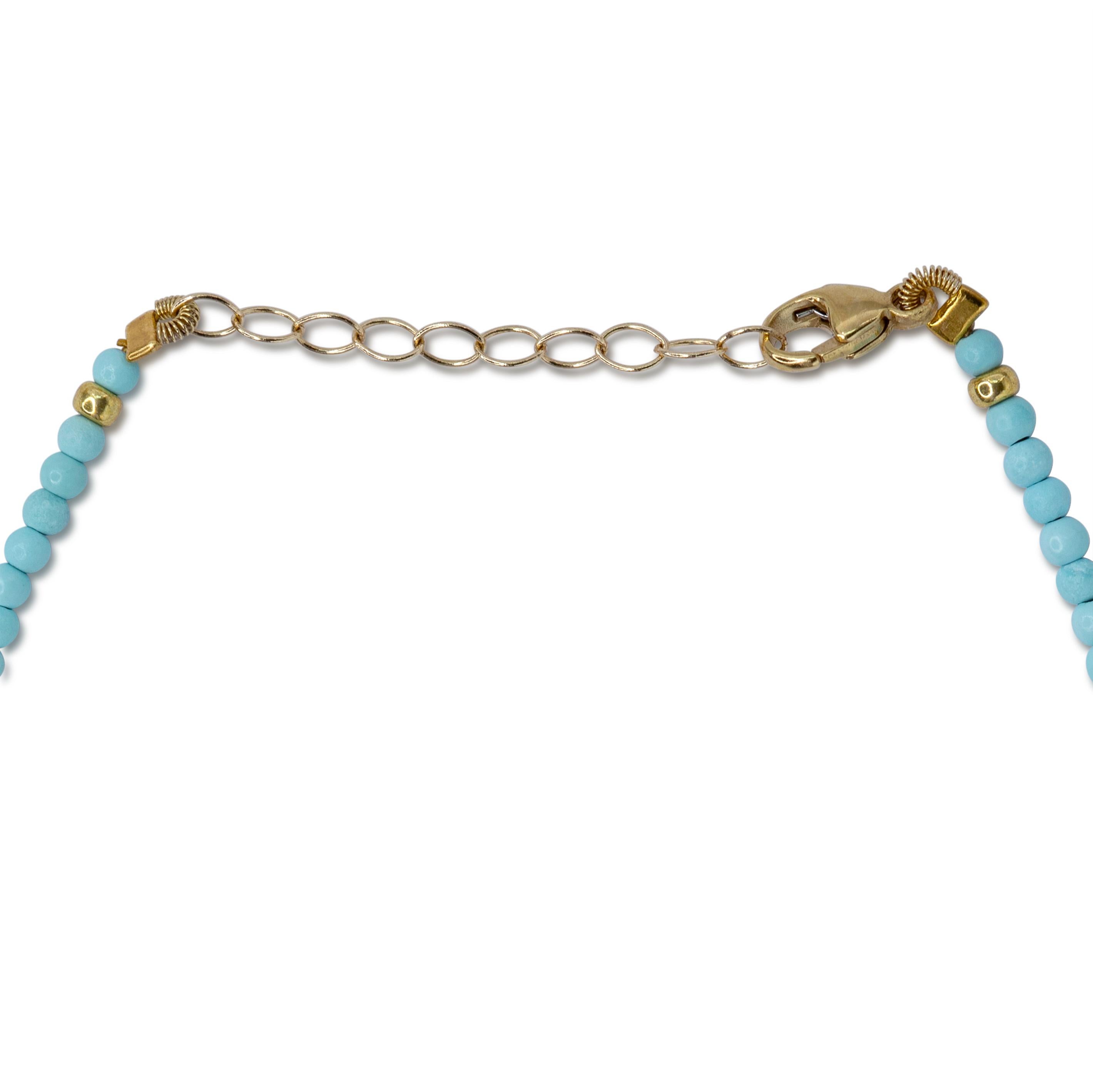 Bead Tiny Turquoise Bracelet 14K Gold - by Bombyx House For Sale