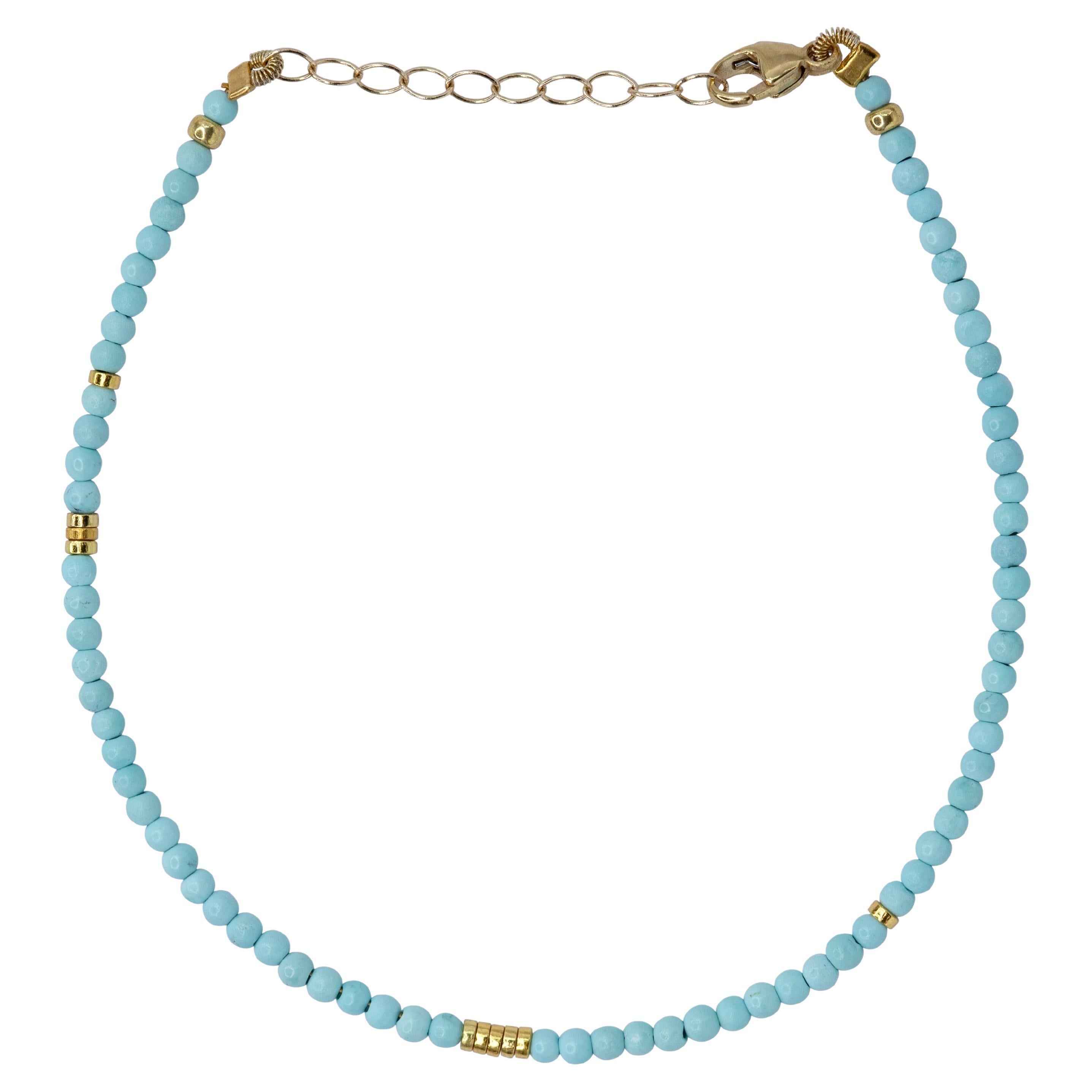 Tiny Turquoise Bracelet 14K Gold - by Bombyx House For Sale
