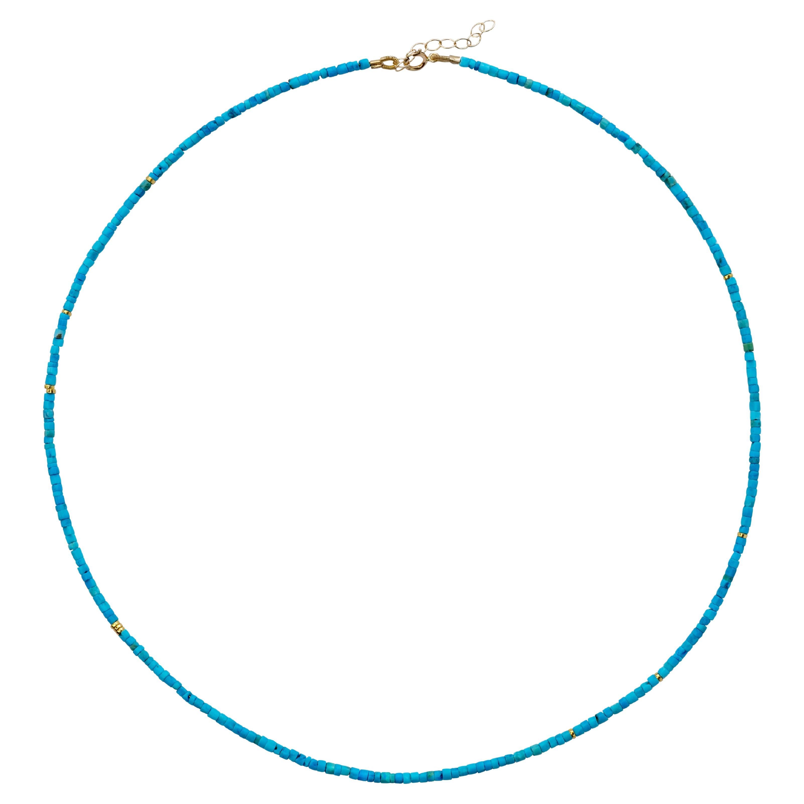 Collana Tiny Turquoise Tube in oro 18k - by Bombyx House