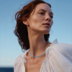 Tiny Turquoise Tube Gold Station Necklace