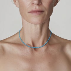 Tiny Turquoise Tube Gold Station Necklace