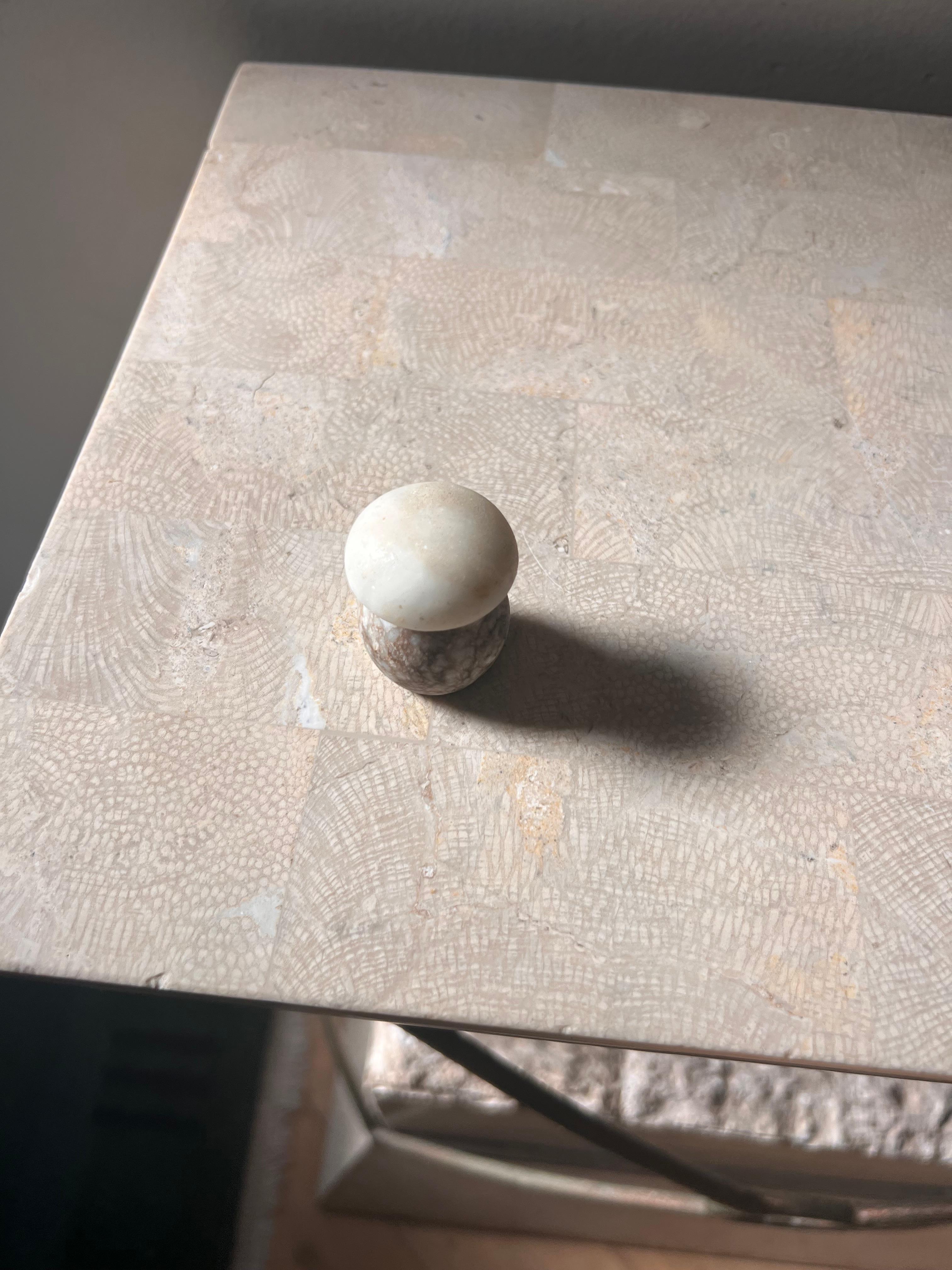 Tiny vintage Italian marble mushroom vestibule / vessel, early 1960s In Good Condition In View Park, CA