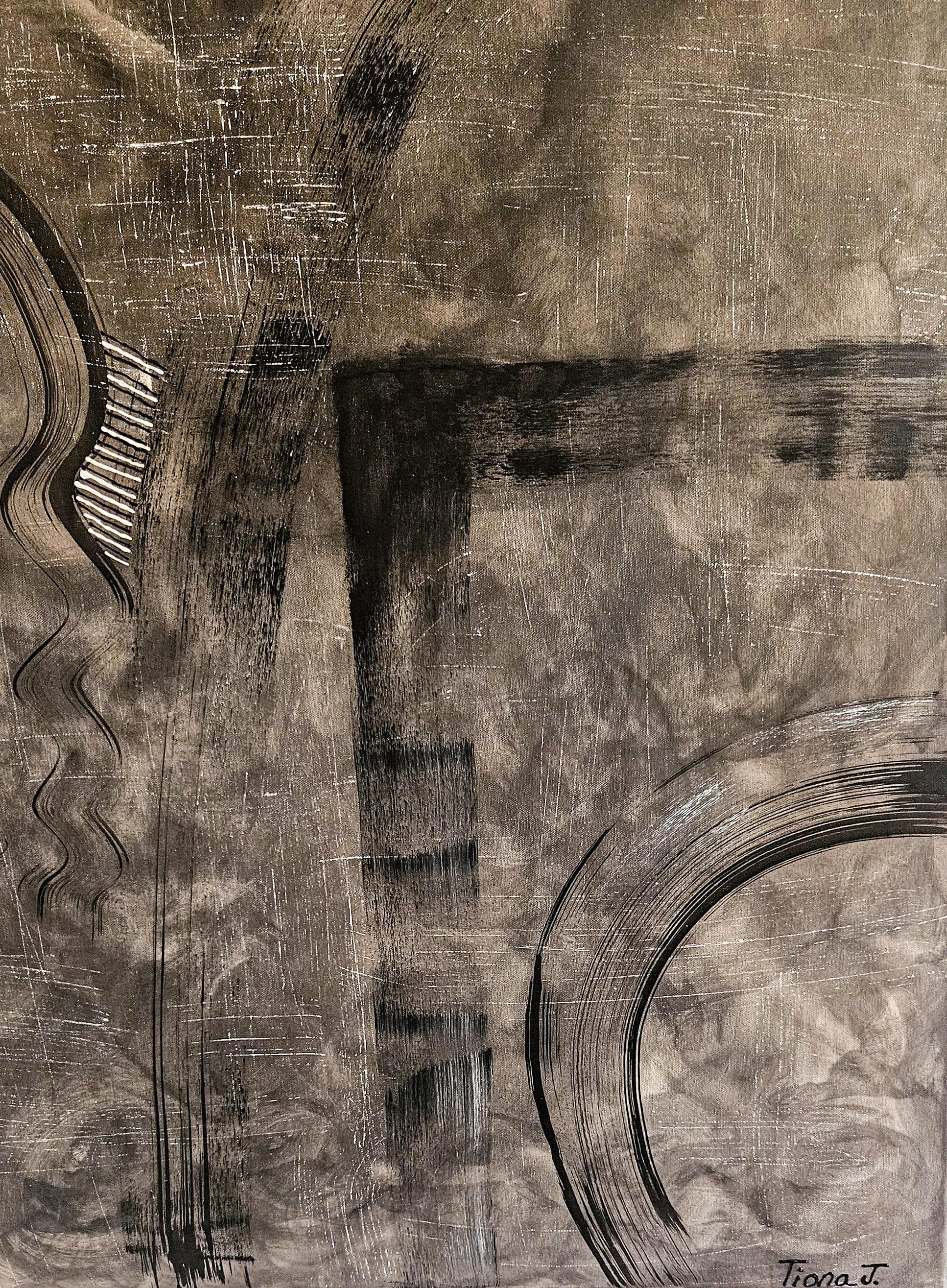 Nella nebbia - Abstract Painting Nero di Tiona johnson 