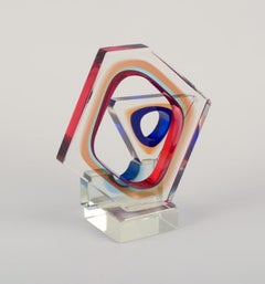 Tiozzo & Ferro for Murano. Cubist sculpture in art glass. Dated 1970