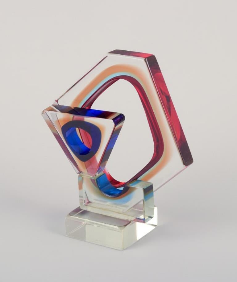 Tiozzo & Ferro pour Murano. Sculpture cubiste en verre d'art. Daté de 1970 Excellent état - En vente à København, Copenhagen