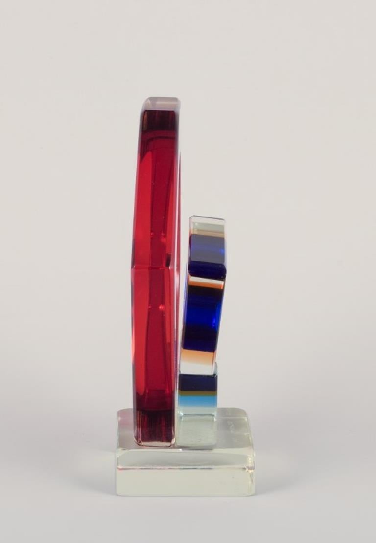 Fin du 20e siècle Tiozzo & Ferro pour Murano. Sculpture cubiste en verre d'art. Daté de 1970 en vente