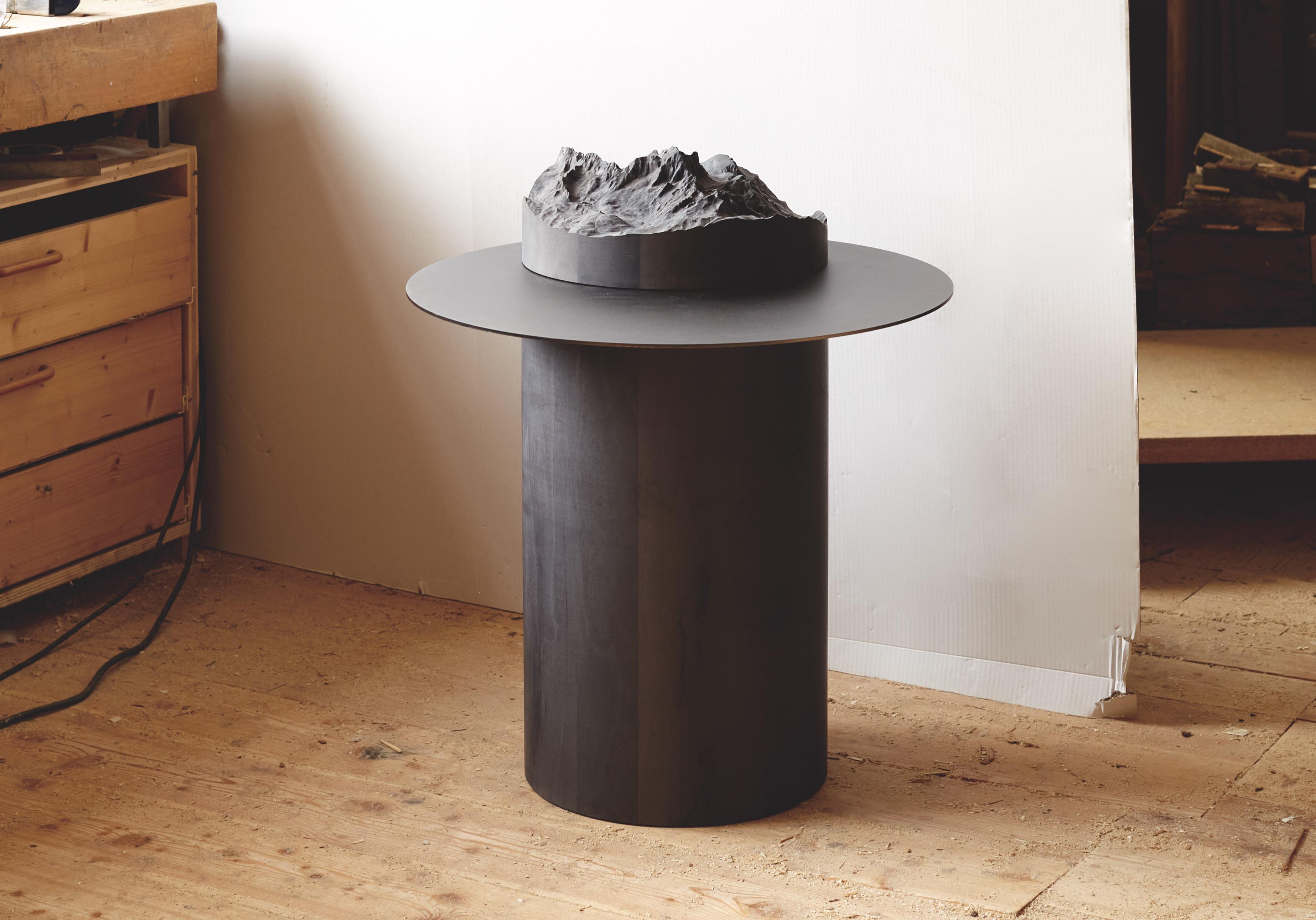 Italian Tip Burnt Black Oak, Brushed Black Chrome Coffee Table by DOLOMITISCH For Sale
