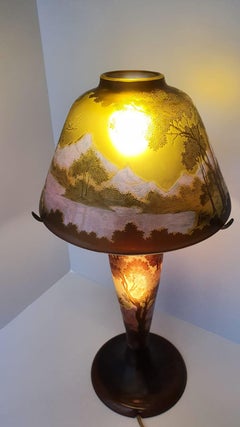 Tip Gallè Table Lamp Multilayer Glass in Art Nouveau Style