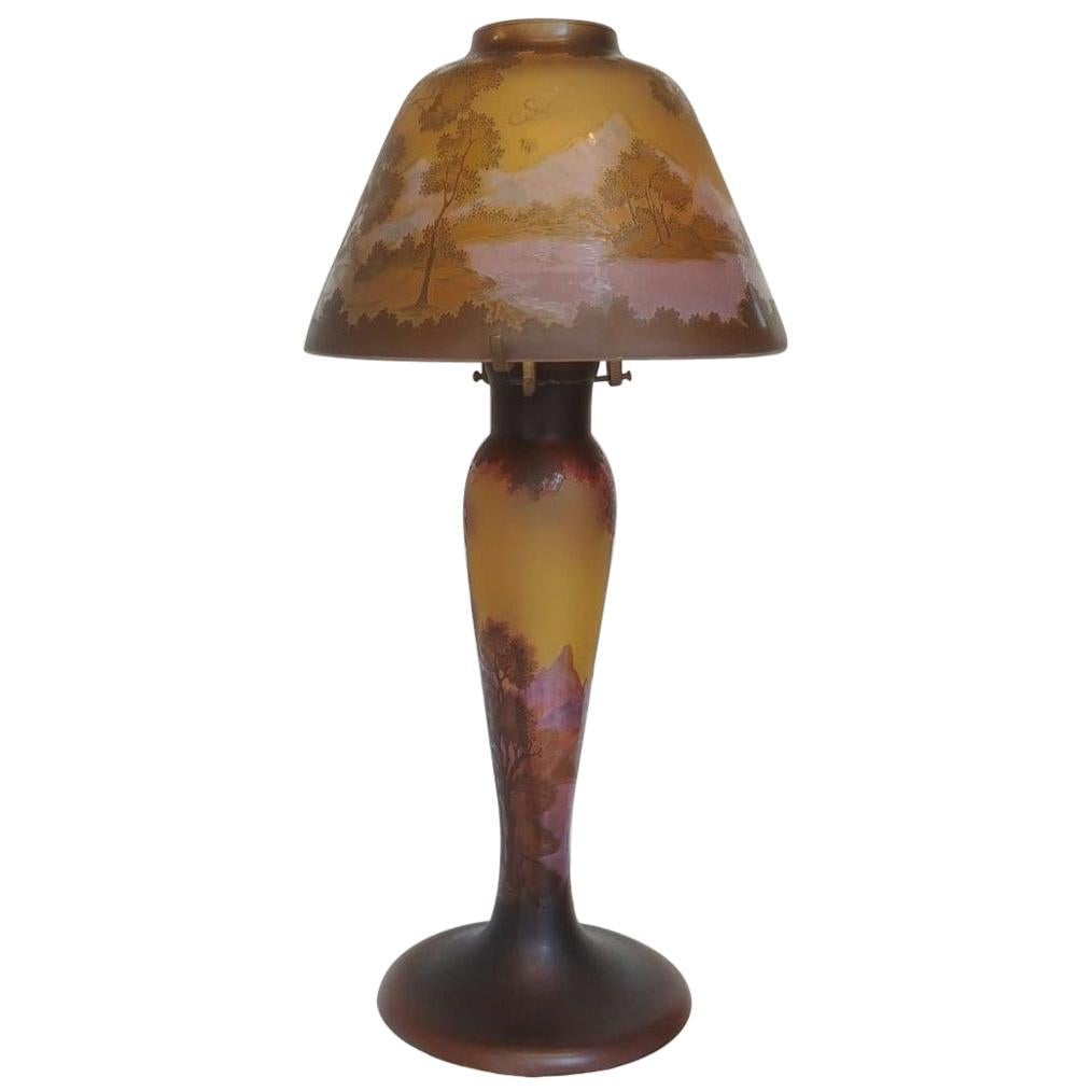 Tip Gallè Table Lamp Multilayer Glass in Art Nouveau Style