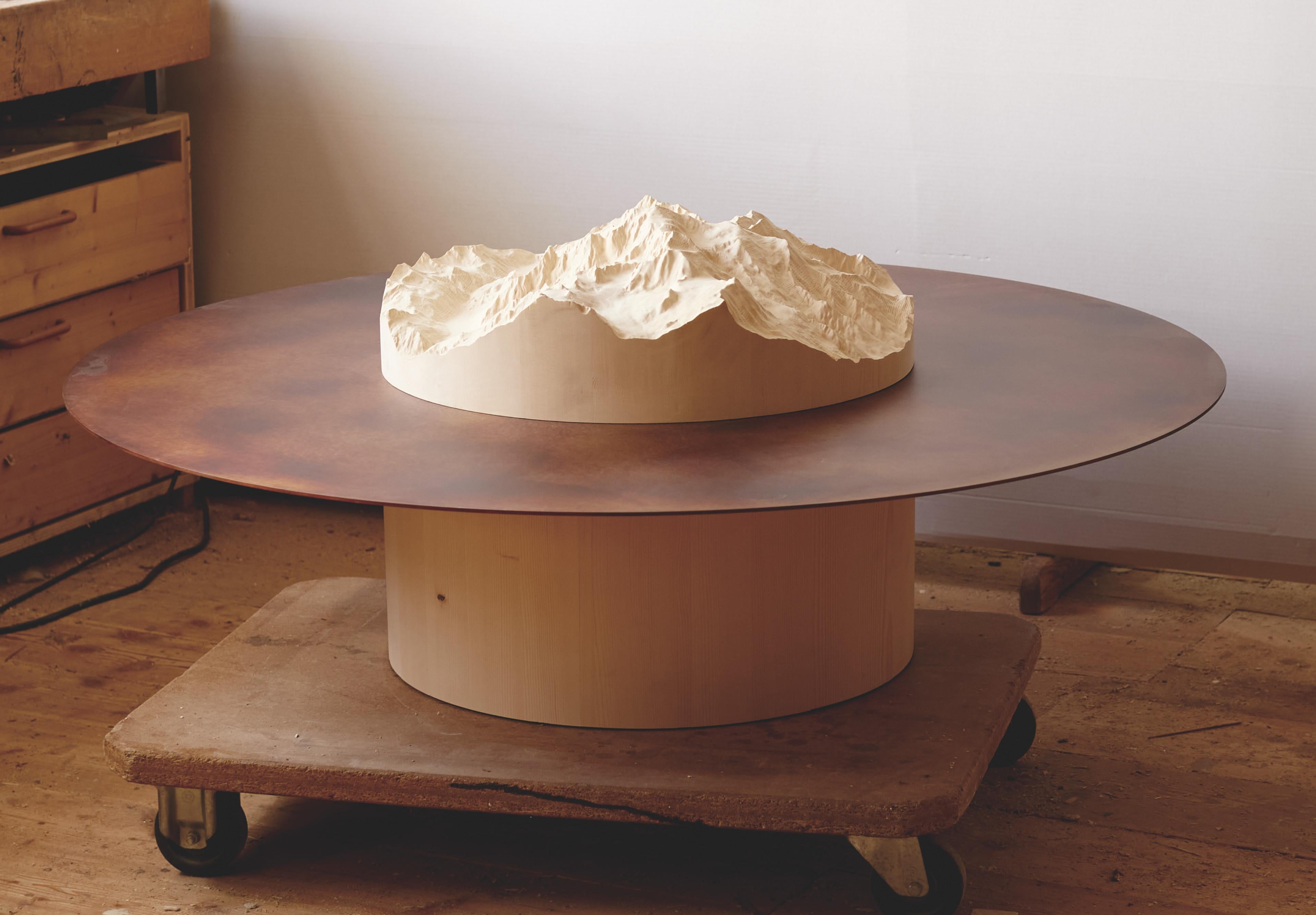 Contemporary Tip Natural Oak, Flamed Copper Coffee Table by DOLOMITISCH For Sale