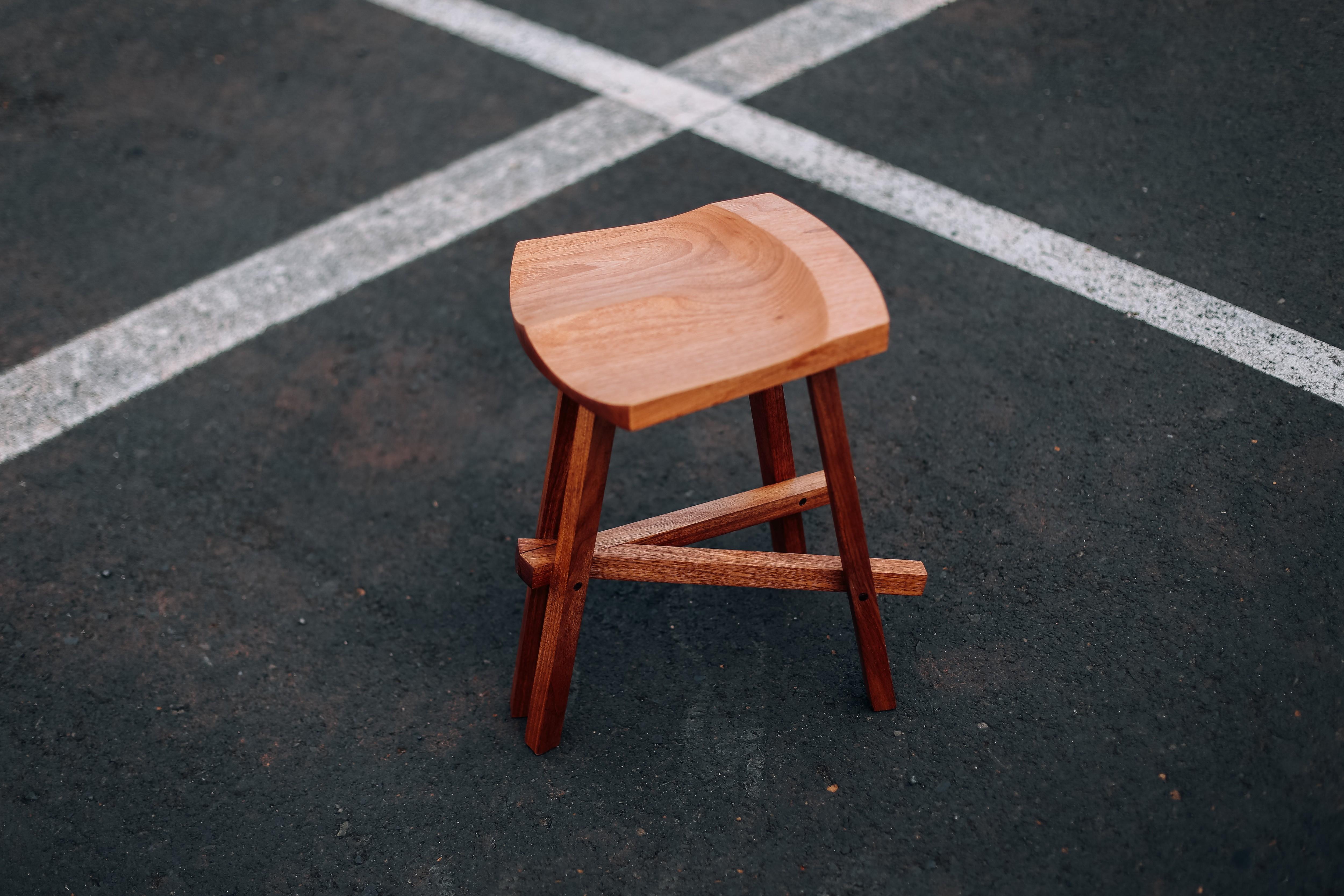 Contemporary Tipi Stool, Brazilian Wood For Sale