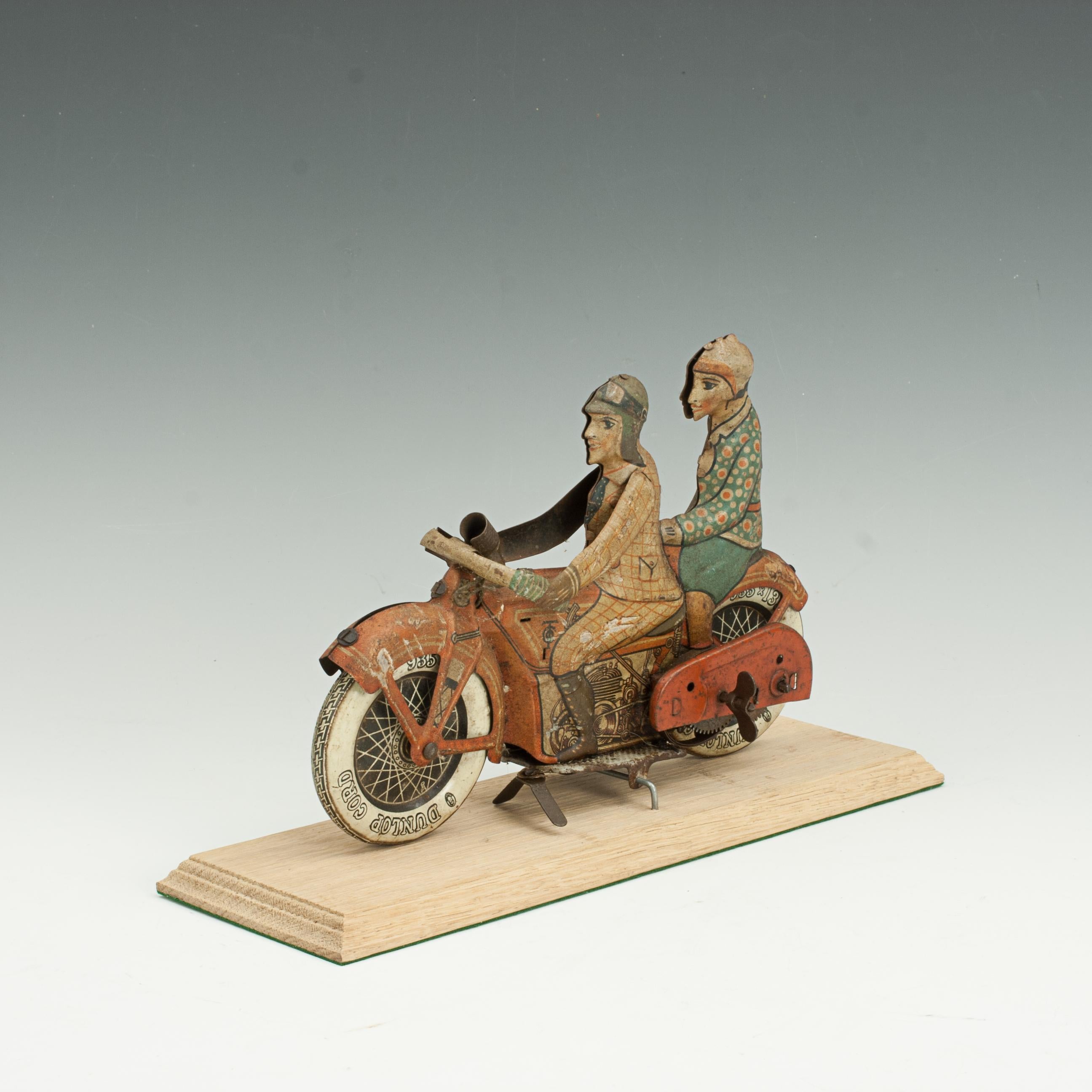 Tipp & Co Clockwork Motorcycle With Rider & Pillion Passenger For Sale 1