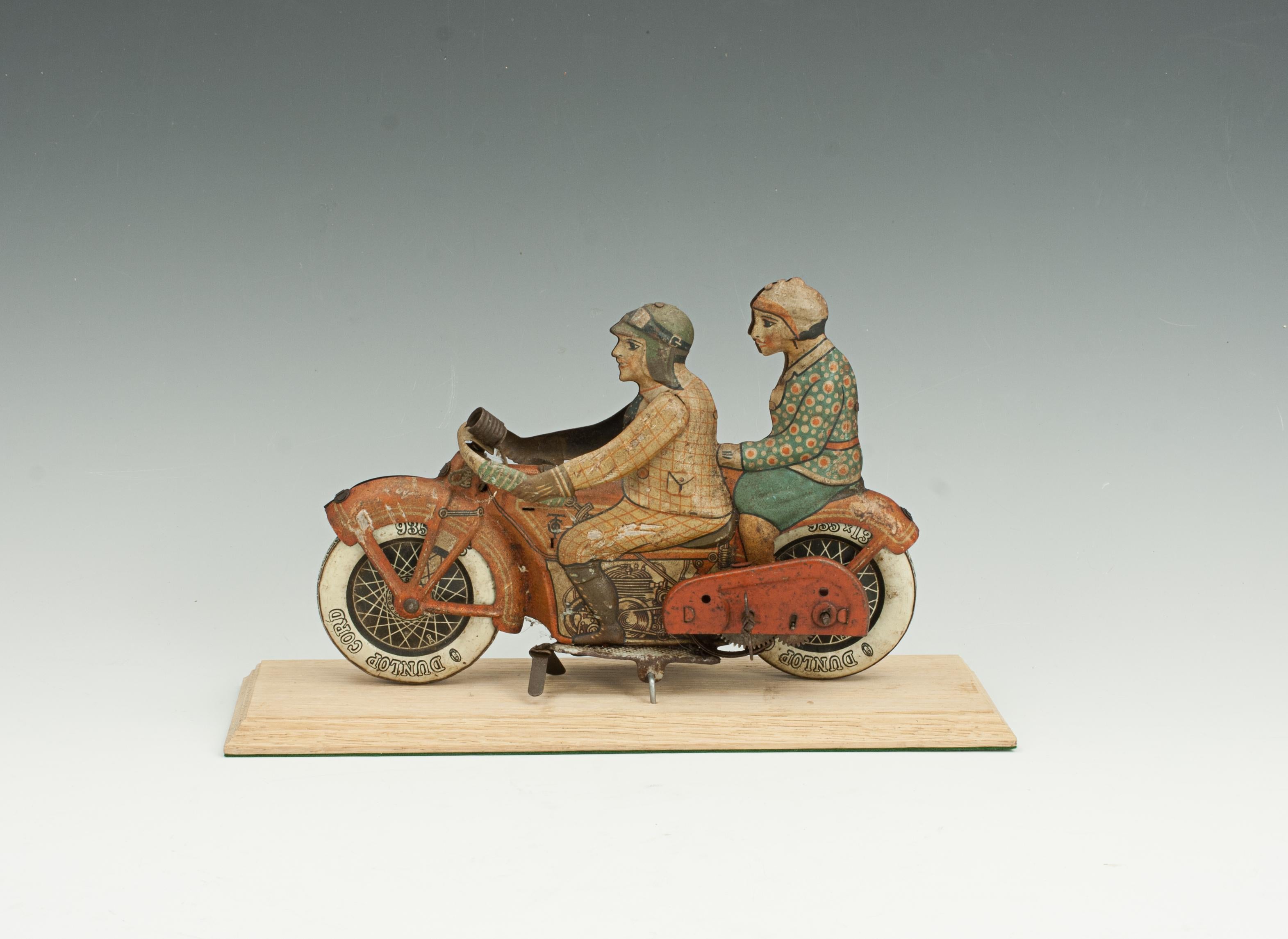 Tipp & Co Clockwork Motorcycle With Rider & Pillion Passenger For Sale 2