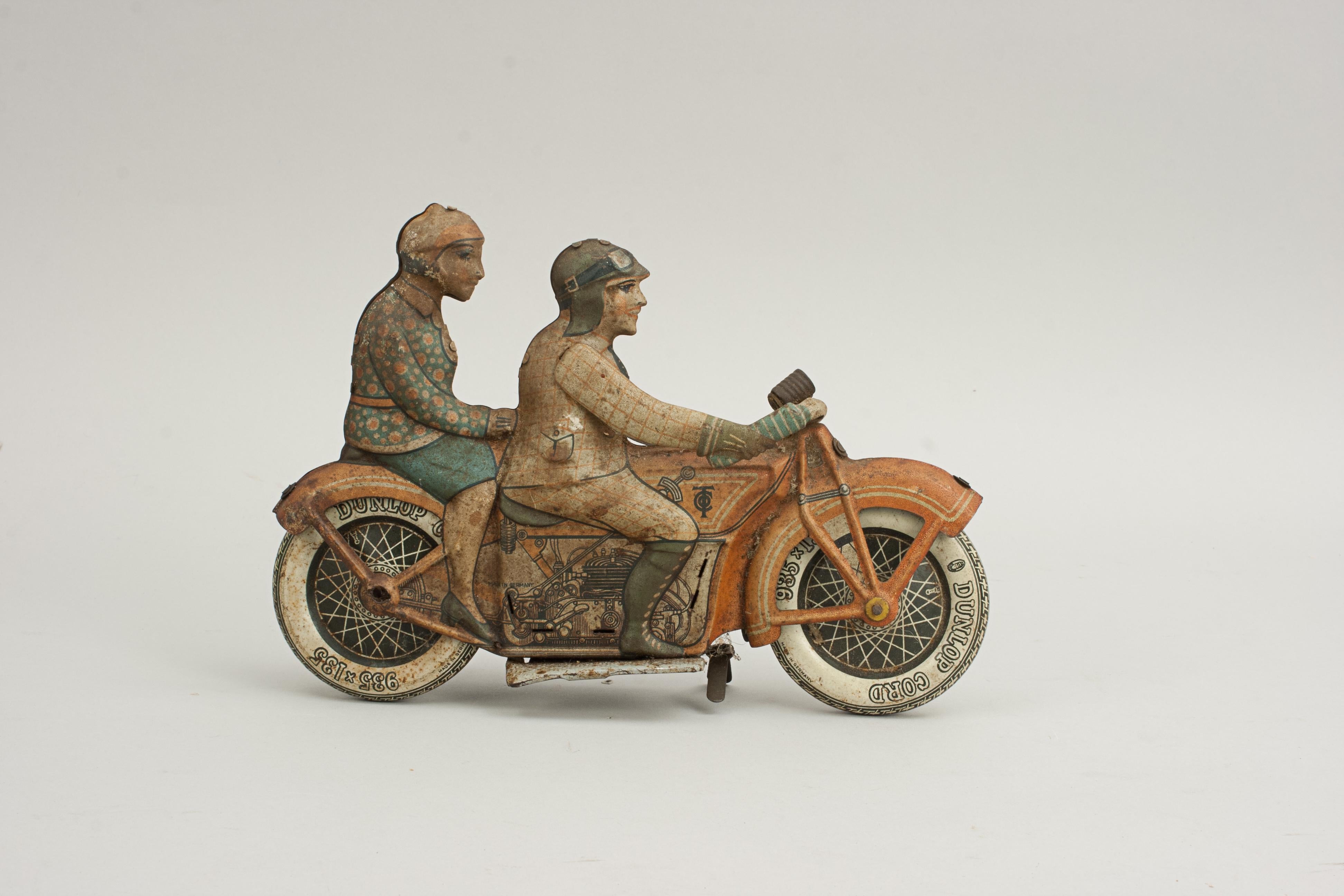 Tipp & Co Clockwork Motorcycle With Rider & Pillion Passenger For Sale 6