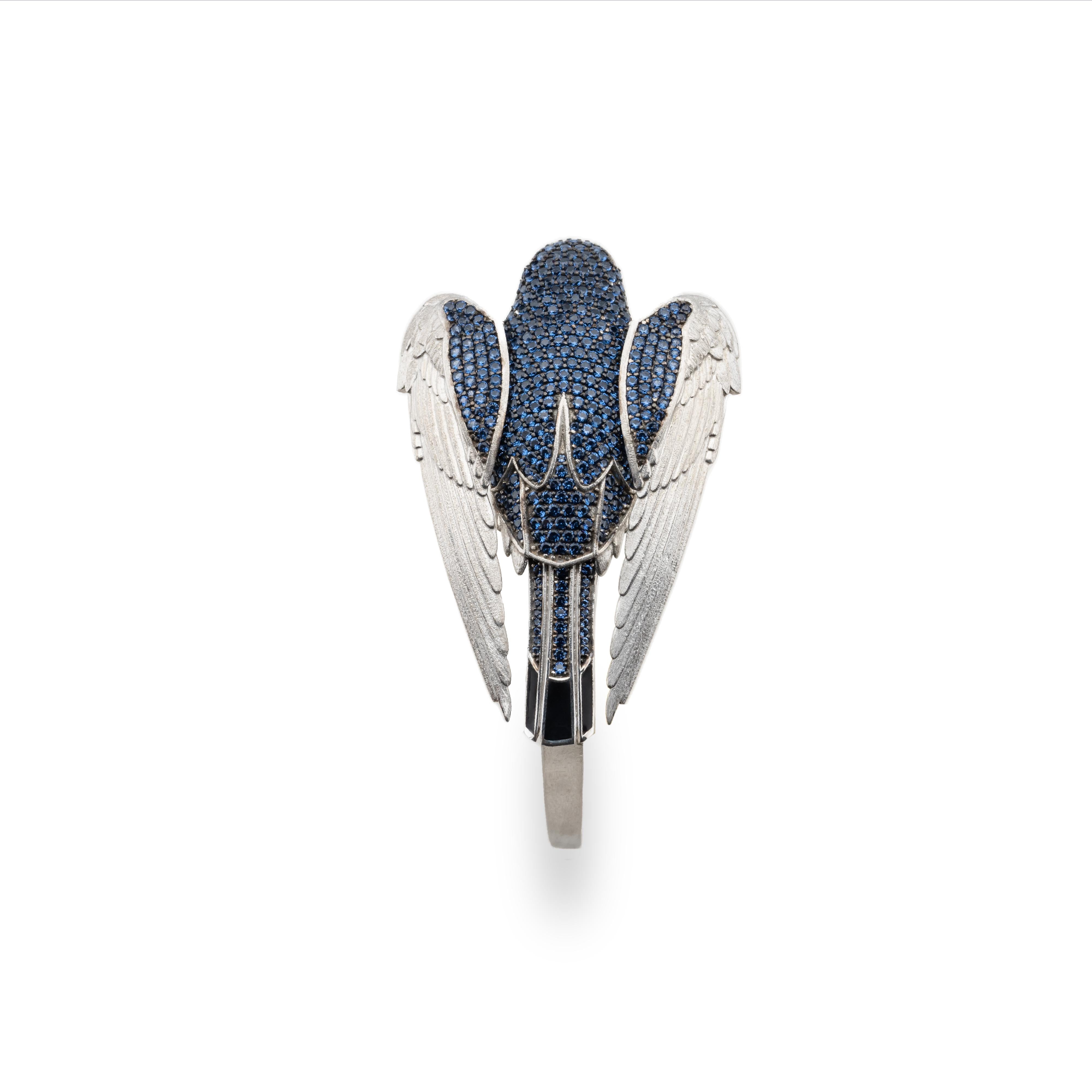 Modern 14K White Gold Bracelet, Falcon Animal Bracelet For Sale