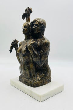 Sculpture "Tiren la Primera Piedra" de Victor Salmones, signée et numérotée