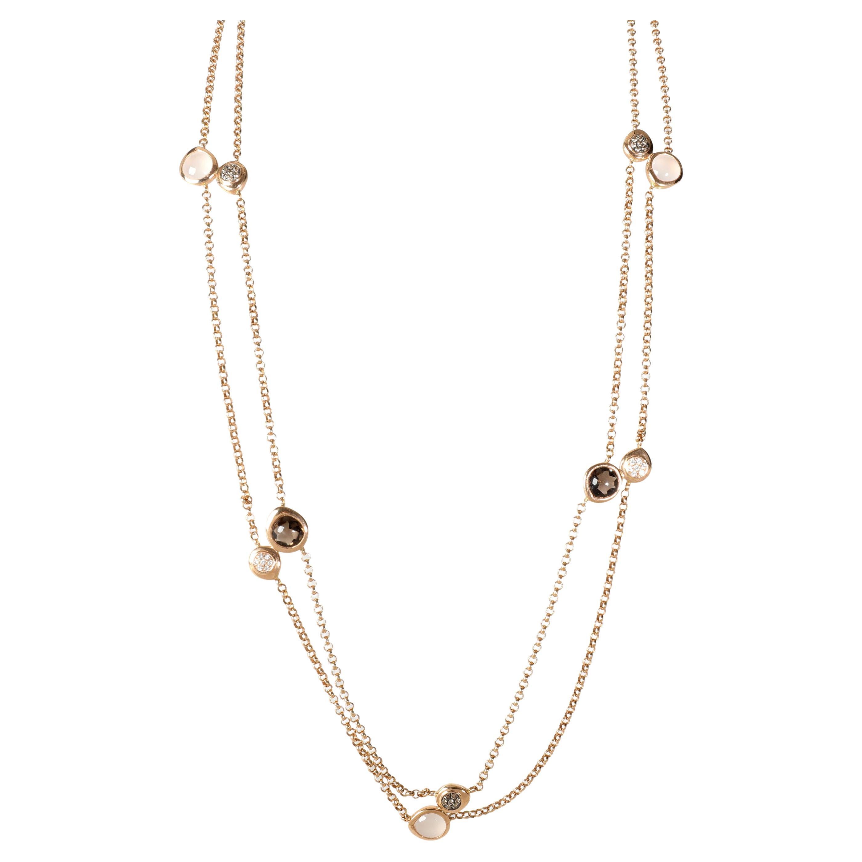 Tirisi Double Strand Quartz Diamond Necklace in 18K Rose Gold, 0.18 CTW For Sale