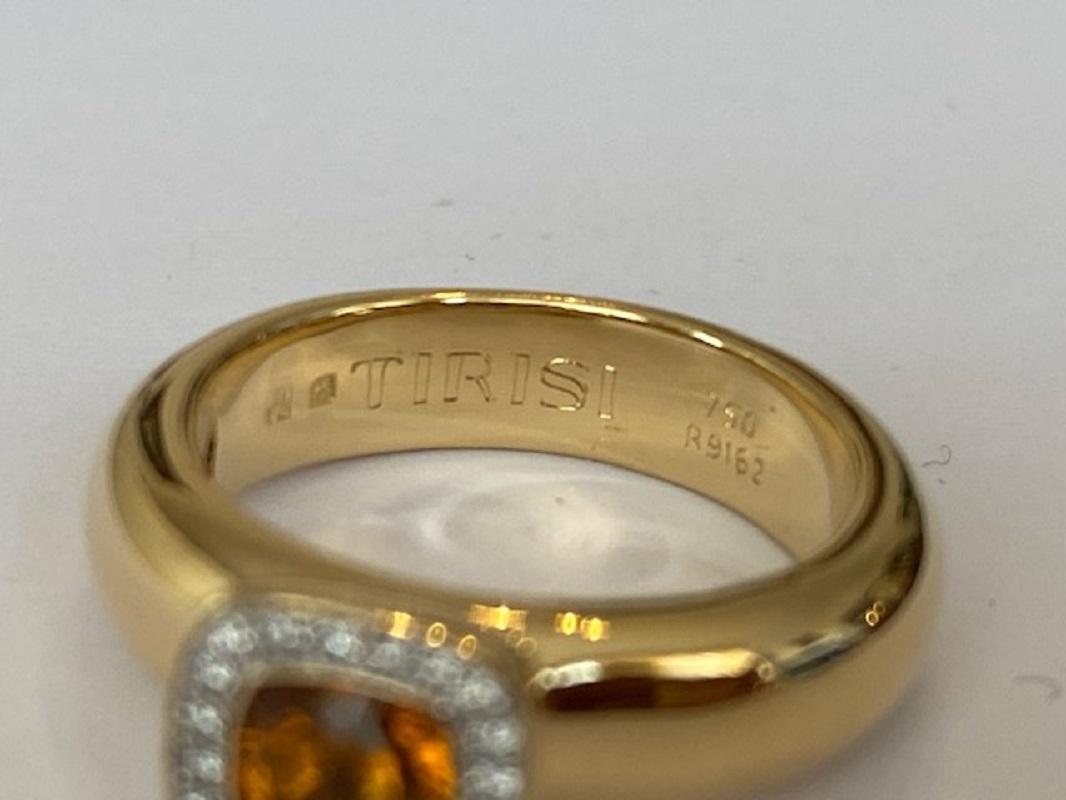 Tirisi Milano, 18 Kt. Yellow Gold Ring with 0.50 Ct Citrine and Diamonds For Sale 2