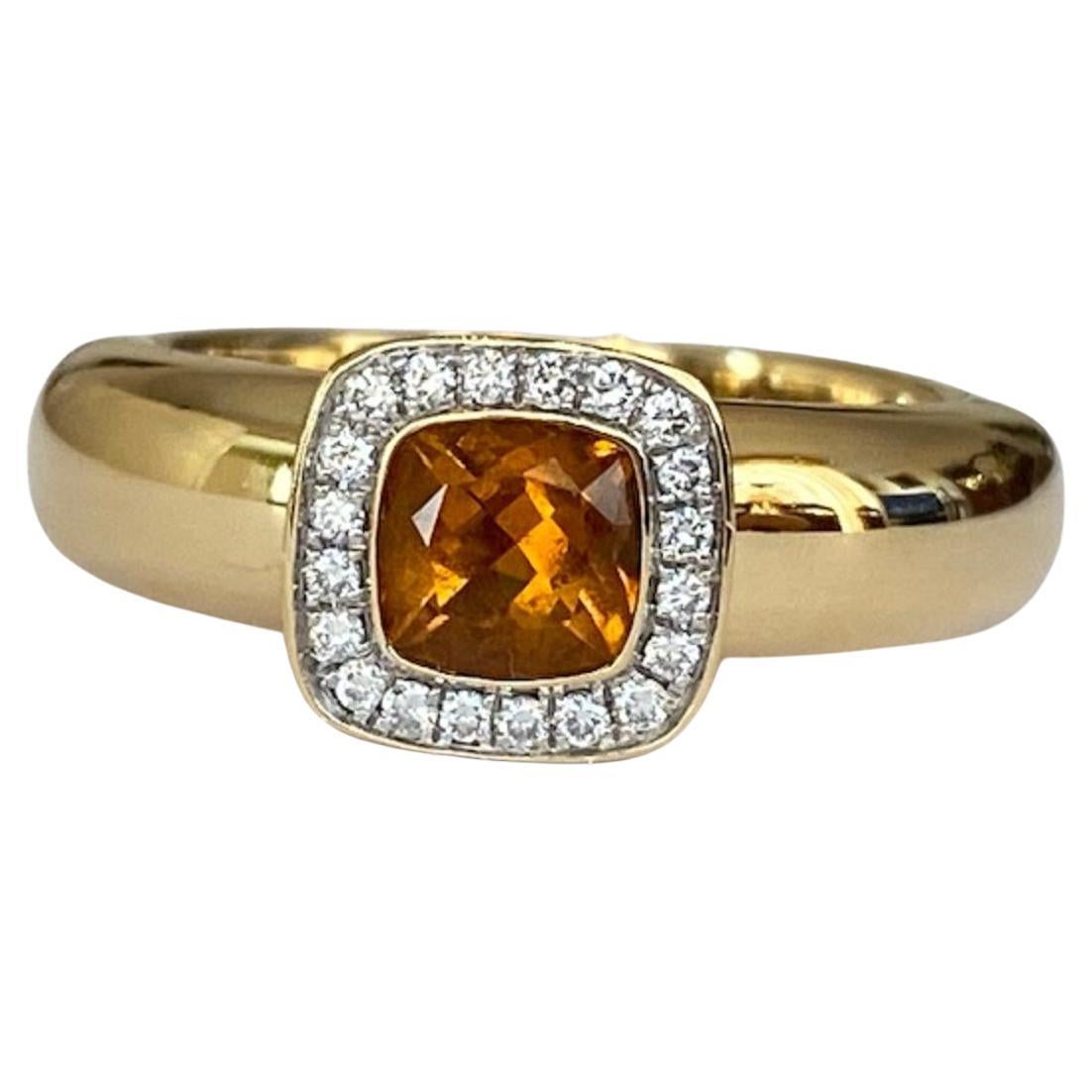 Tirisi Milano, 18 Kt. Yellow Gold Ring with 0.50 Ct Citrine and Diamonds For Sale