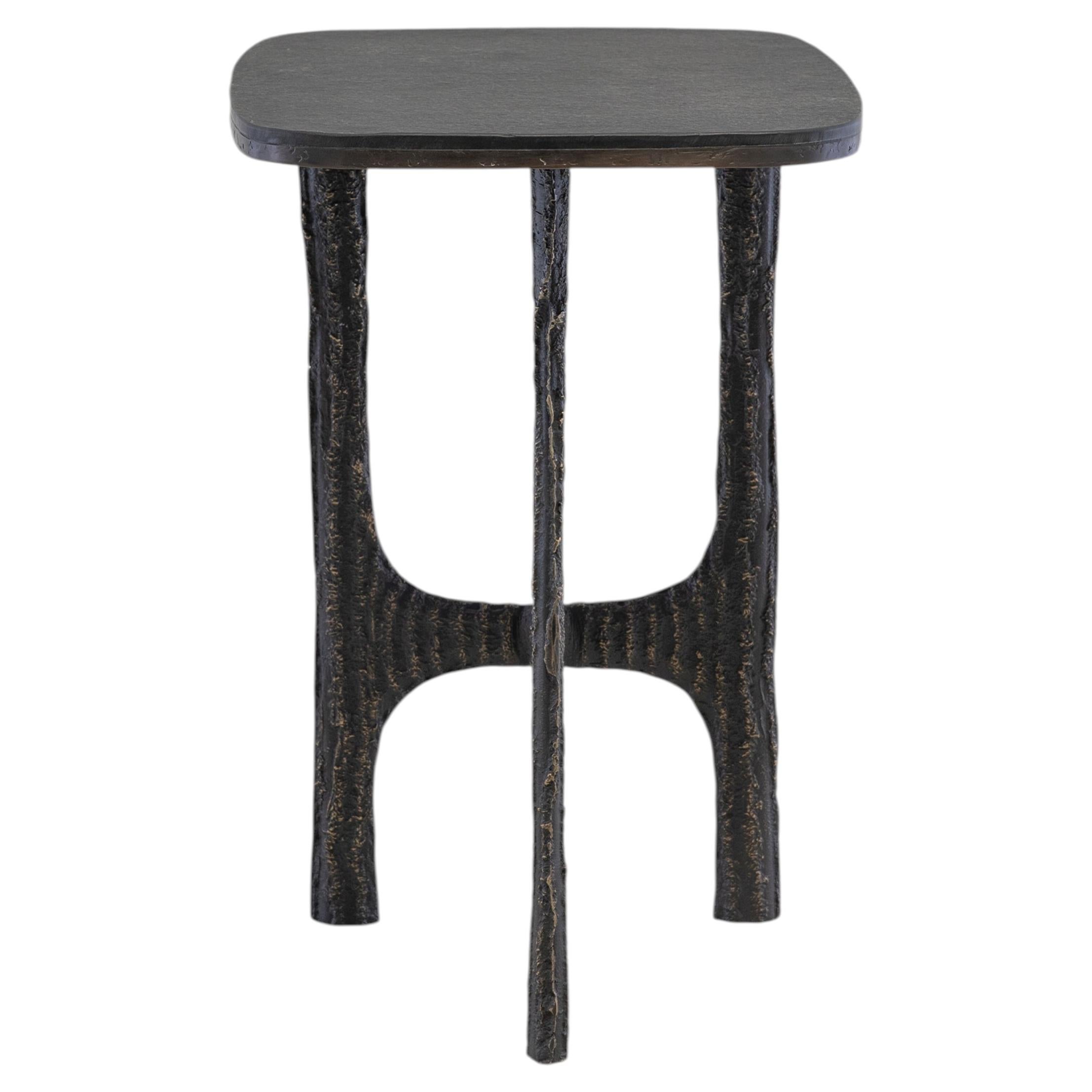 Tiruppur Side Table Tall in Brass & Semi Precious Stone, Viya by Vikram Goyal