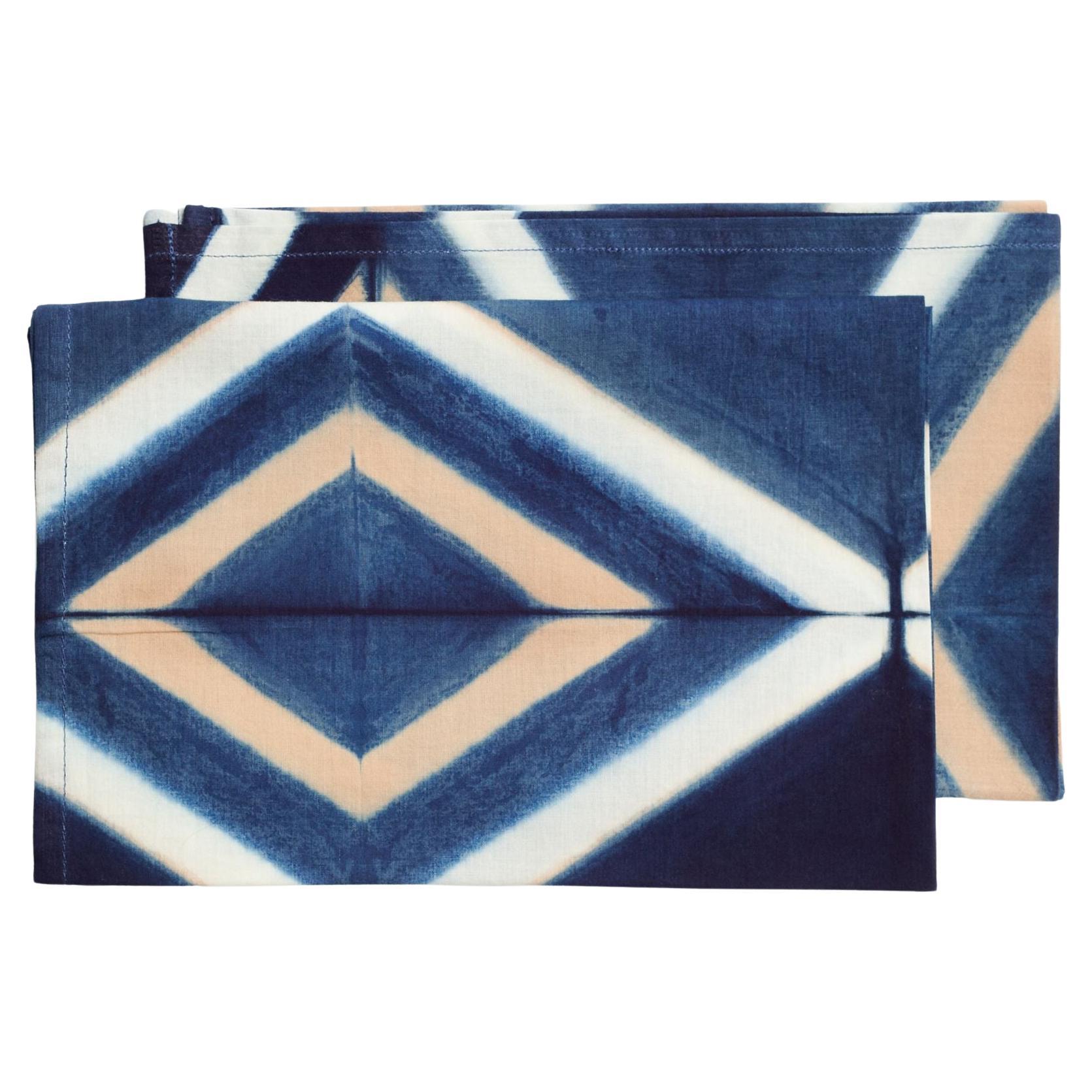 Napkin de table Tisa en coton indigo, fabriqué à la main par des artisans (set de 4 serviettes) en vente