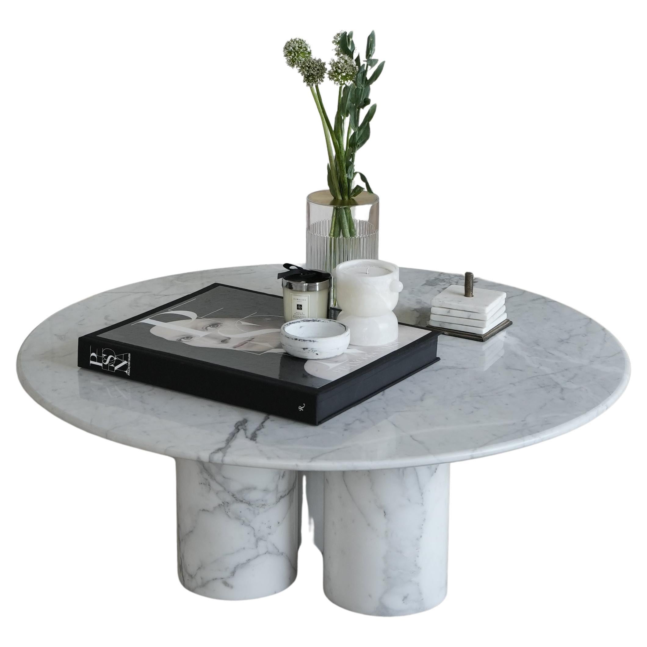 Tisbury Coffee Table in White Arabescato For Sale