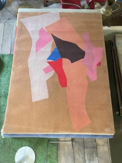 Tisca Abstract Hand-Tufted Wool Rug, Signed “ILES”, France, 1990s