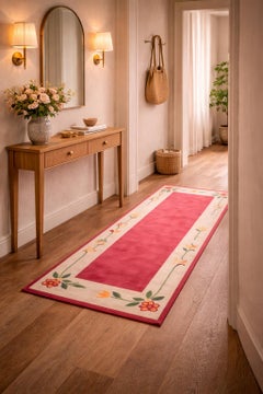 Tisca “Blütenbordüre” Hand-Tufted Wool Rug 1980s France