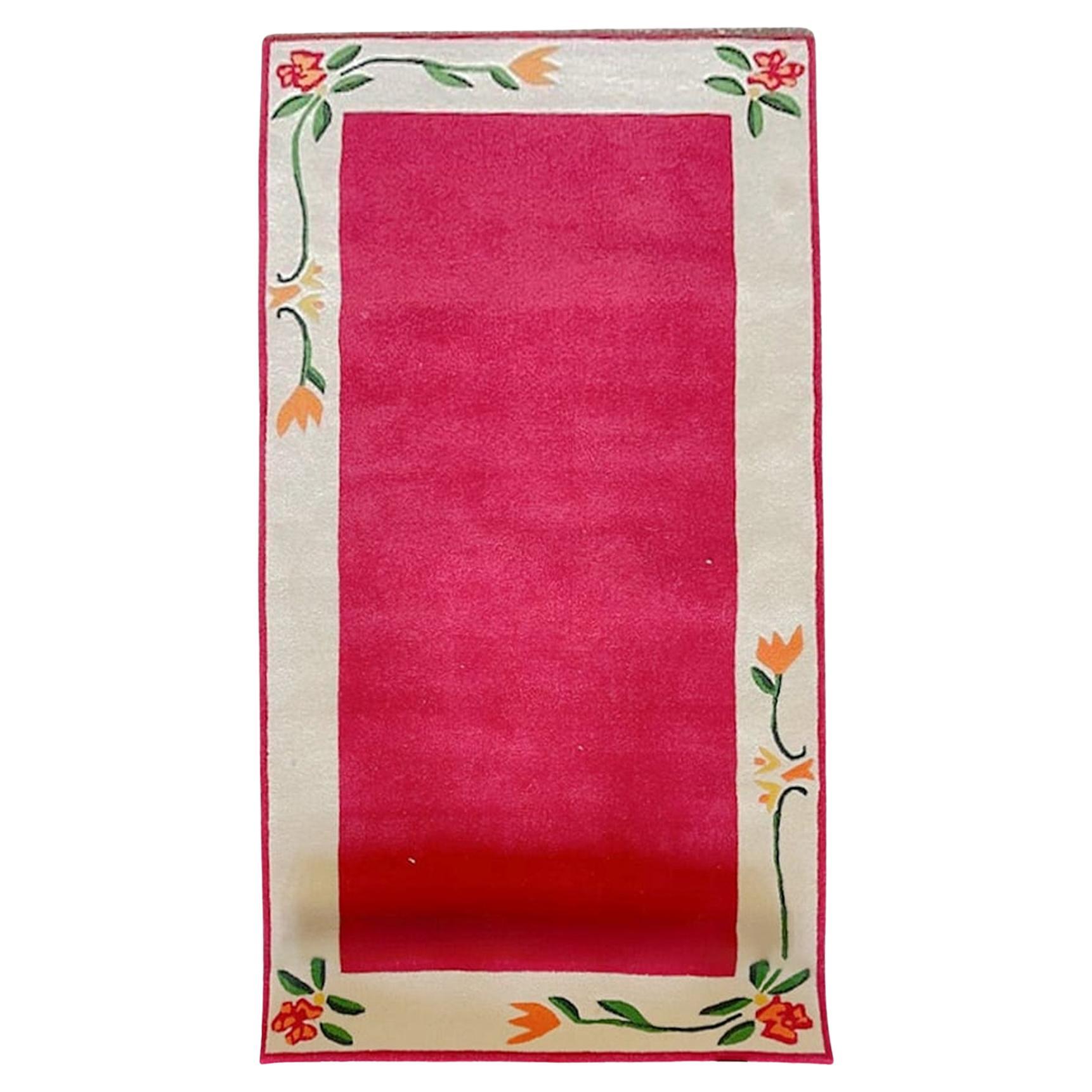 Tisca “Blütenbordüre” Hand-Tufted Wool Rug 1980s France