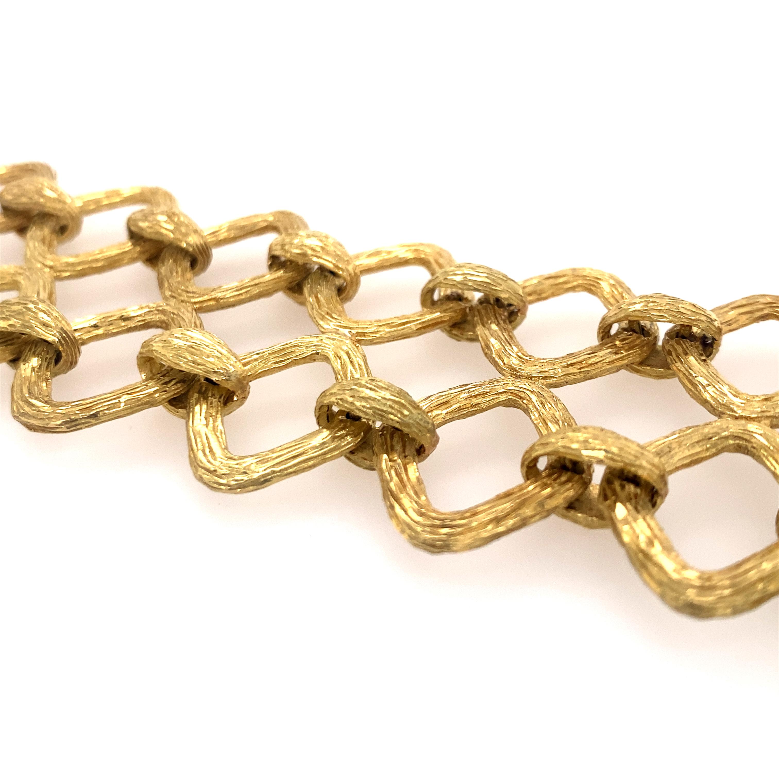 Tishman & Lipp 18k Gold Wide Link Bracelet For Sale 1