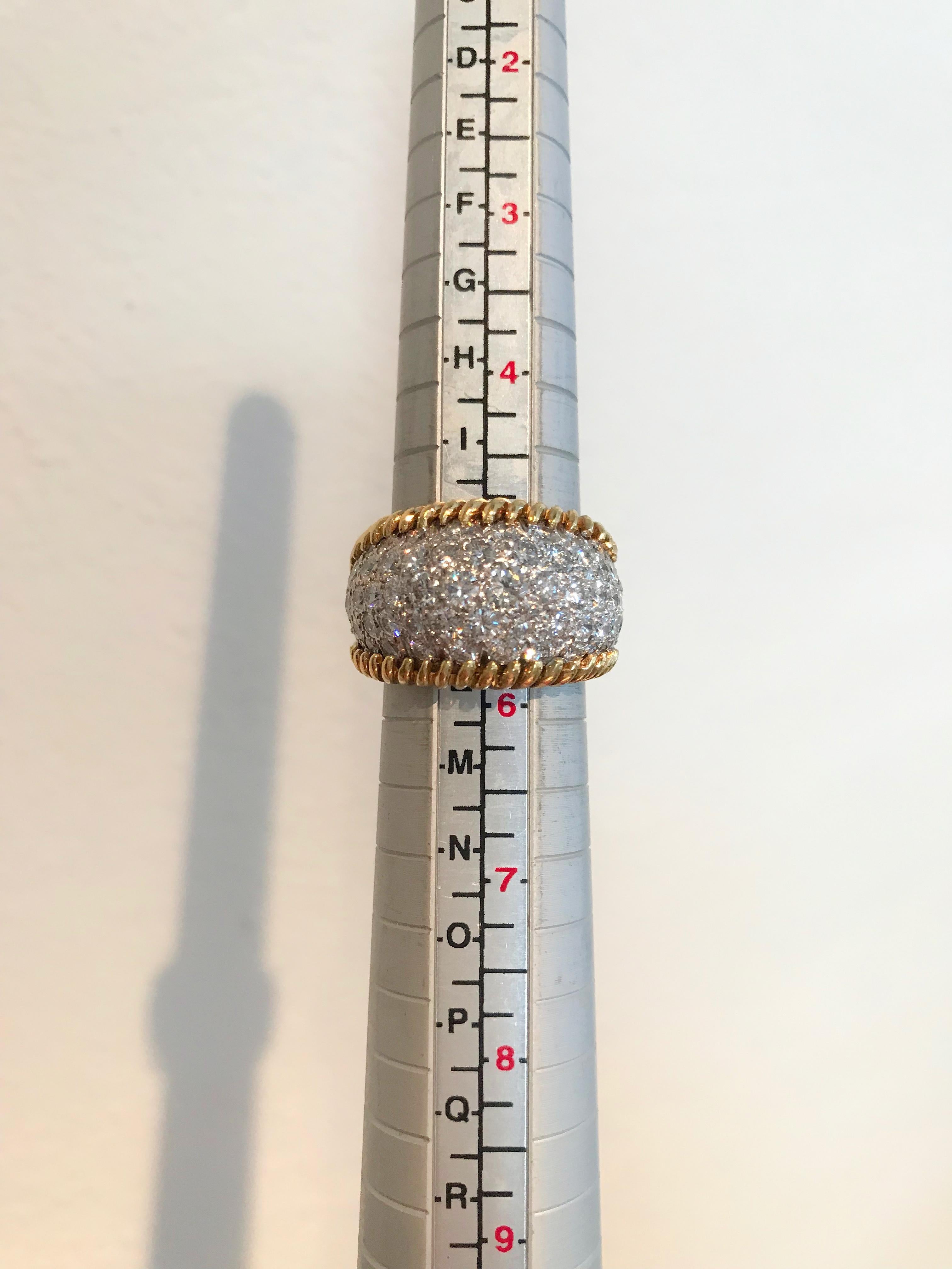 3.00 Carat Diamond Pave Set & 18 Karat Yellow Gold Ring - Ring Size 5.5 7