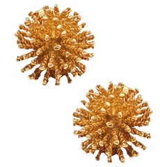 Tishman & Lipp Clips d'oreilles Sputnik en or jaune massif 18 carats