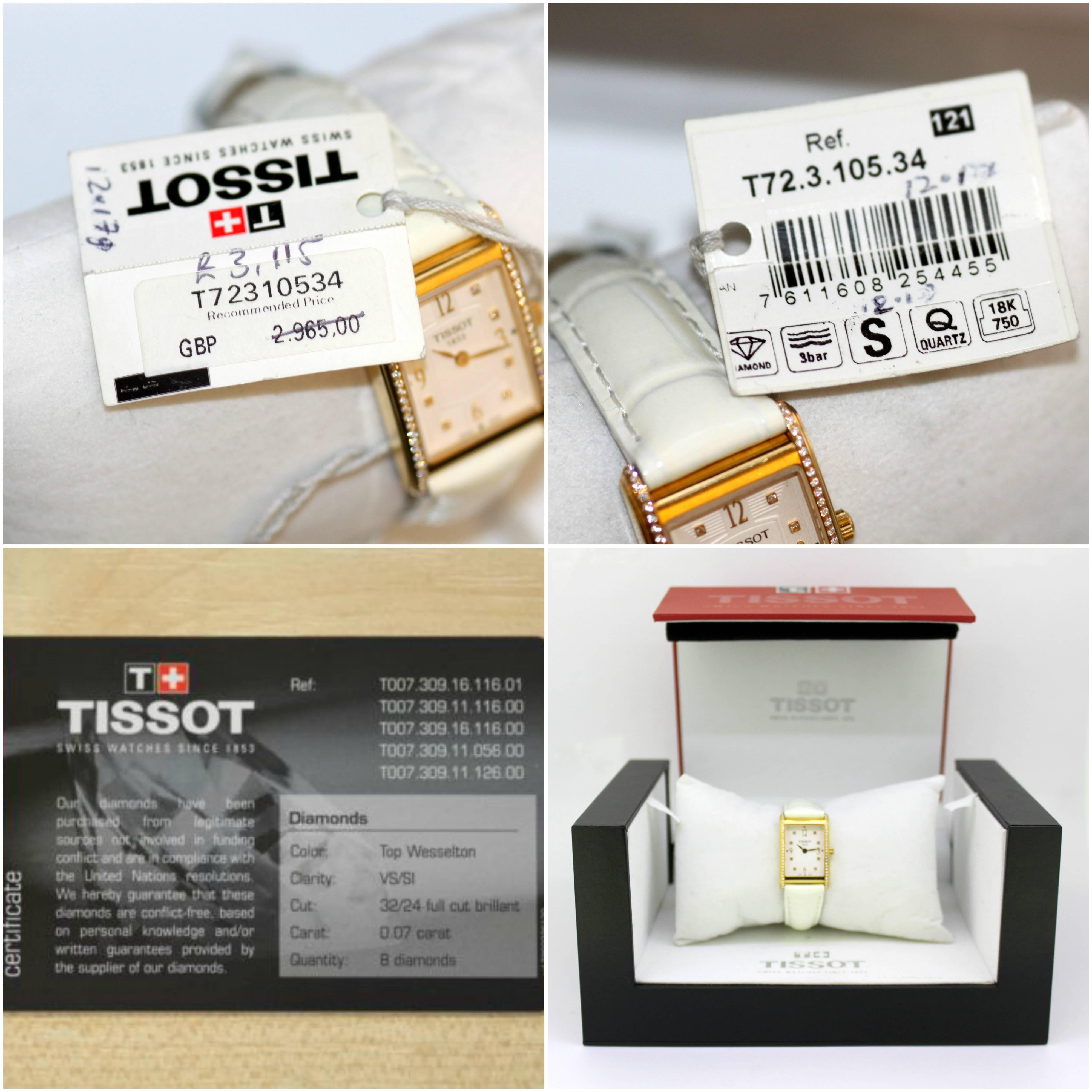 Tissot, 18 Karat Yellow Gold Ladies Quartz Wristwatch with Diamonds 6