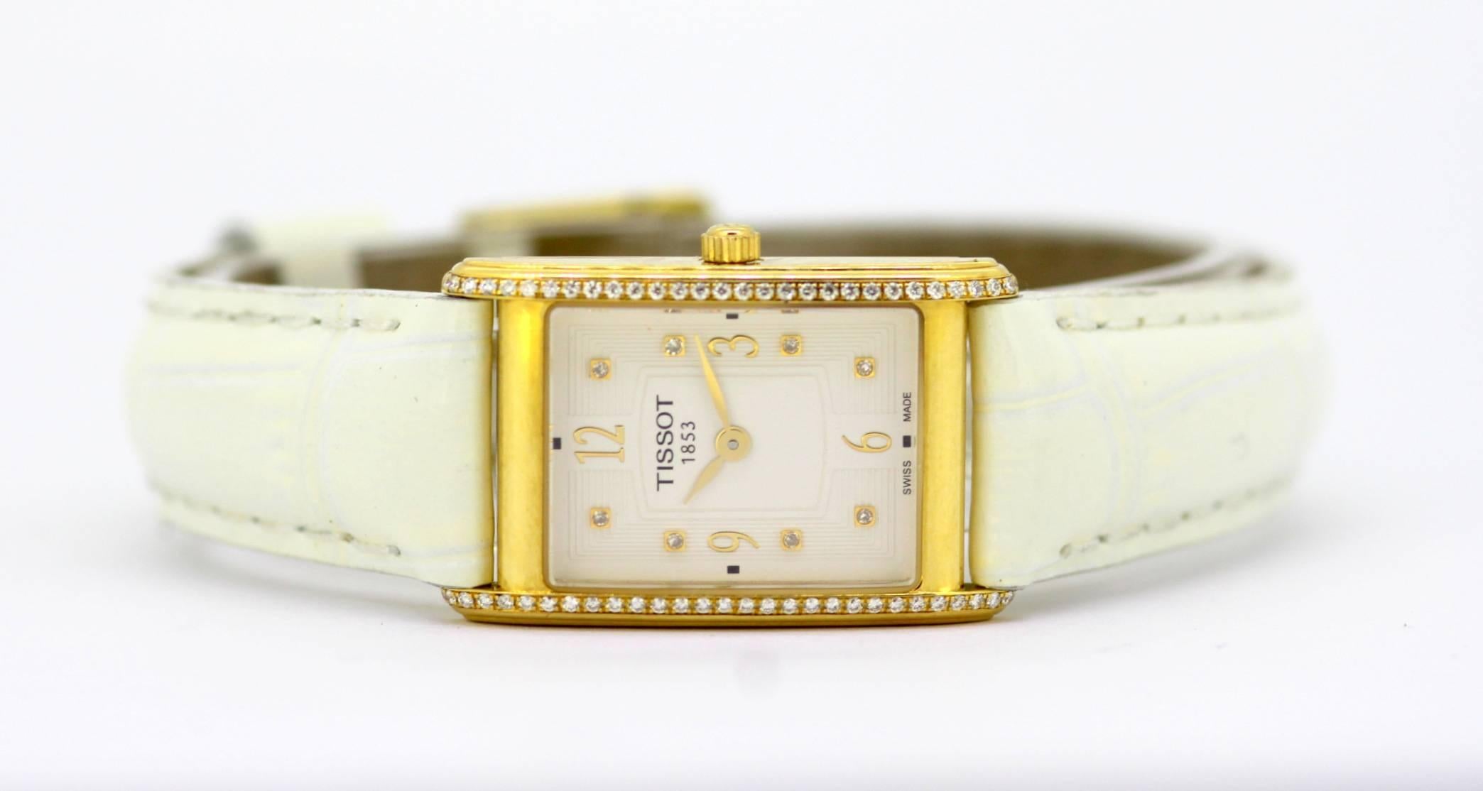 Tissot, 18 Karat Yellow Gold Ladies Quartz Wristwatch with Diamonds 1