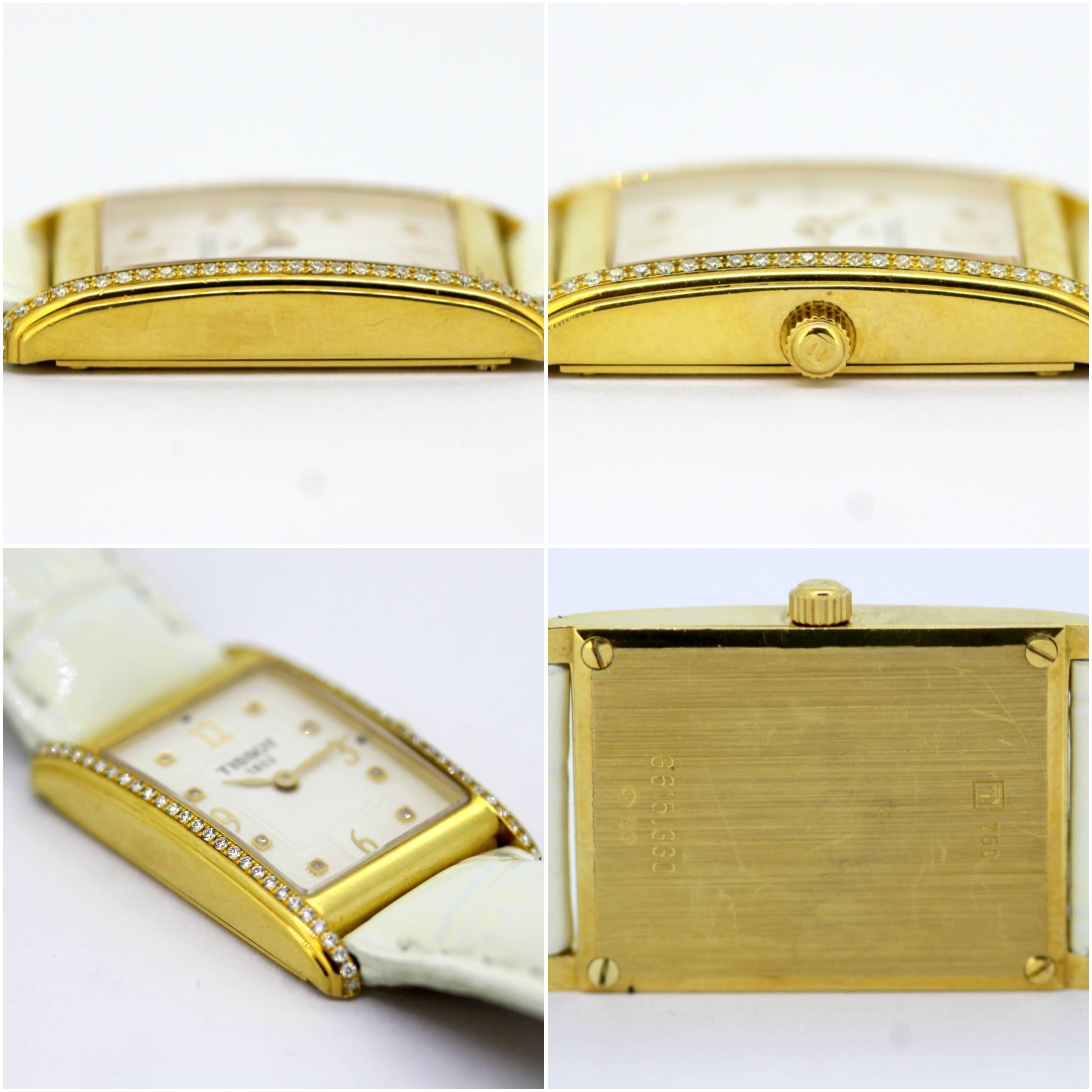 Tissot, 18 Karat Yellow Gold Ladies Quartz Wristwatch with Diamonds 2