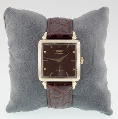 Tissot 14k Gold Filled Square Automatic Men's Watch with Leather Band Mov 285