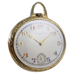 Tissot 14Kt. Art Deco Open Faced Pocket Watch with Breguet Style Engrave Case 