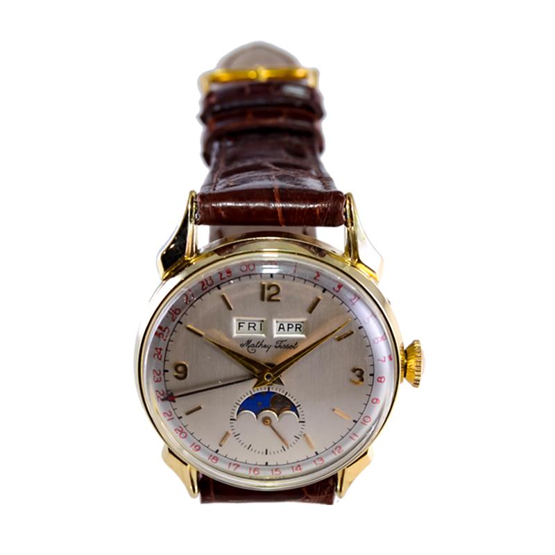 Tissot 14kt. Armbanduhr aus massivem Gold mit drei Datumsanzeigen, ca. 1940er Jahre 7