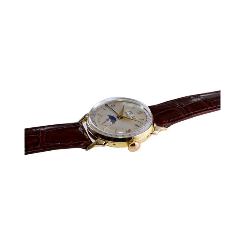 Tissot 14kt. Armbanduhr aus massivem Gold mit drei Datumsanzeigen, ca. 1940er Jahre 9
