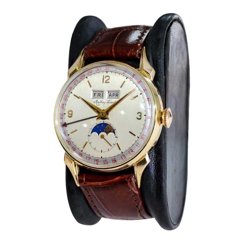 Tissot 14kt. Armbanduhr aus massivem Gold mit drei Datumsanzeigen, ca. 1940er Jahre 3
