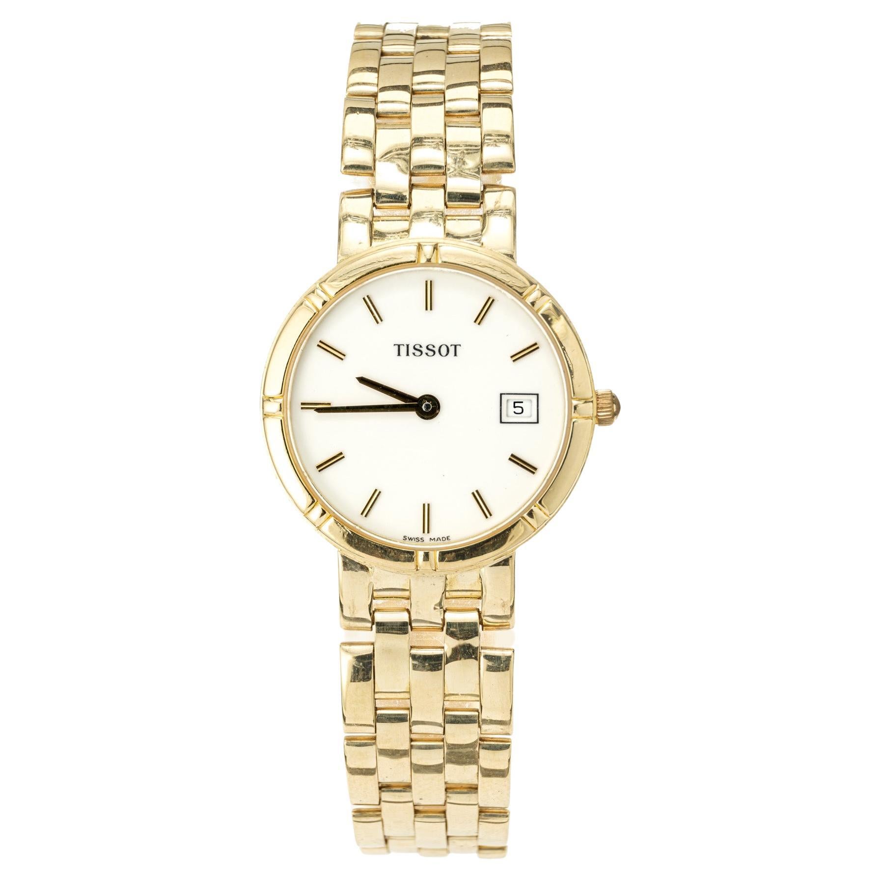Tissot 18 Karat Gold Damen-Panther-Armbanduhr mit fünf Reihen im Angebot